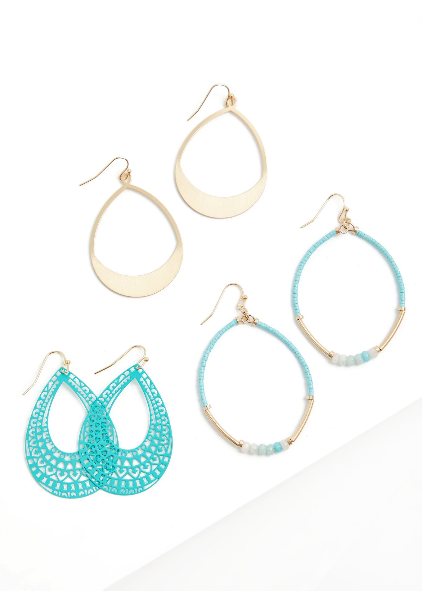 Plus Size - Turquoise Teardrop Earrings Set - Set of 3 - Torrid