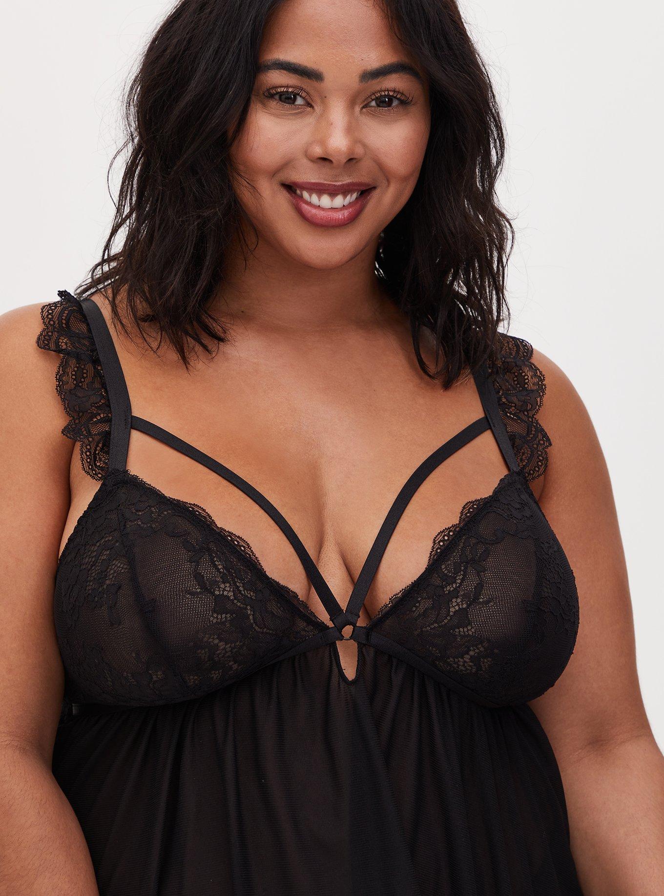 Mesh Cap Sleeve Strappy Babydoll, , alternate