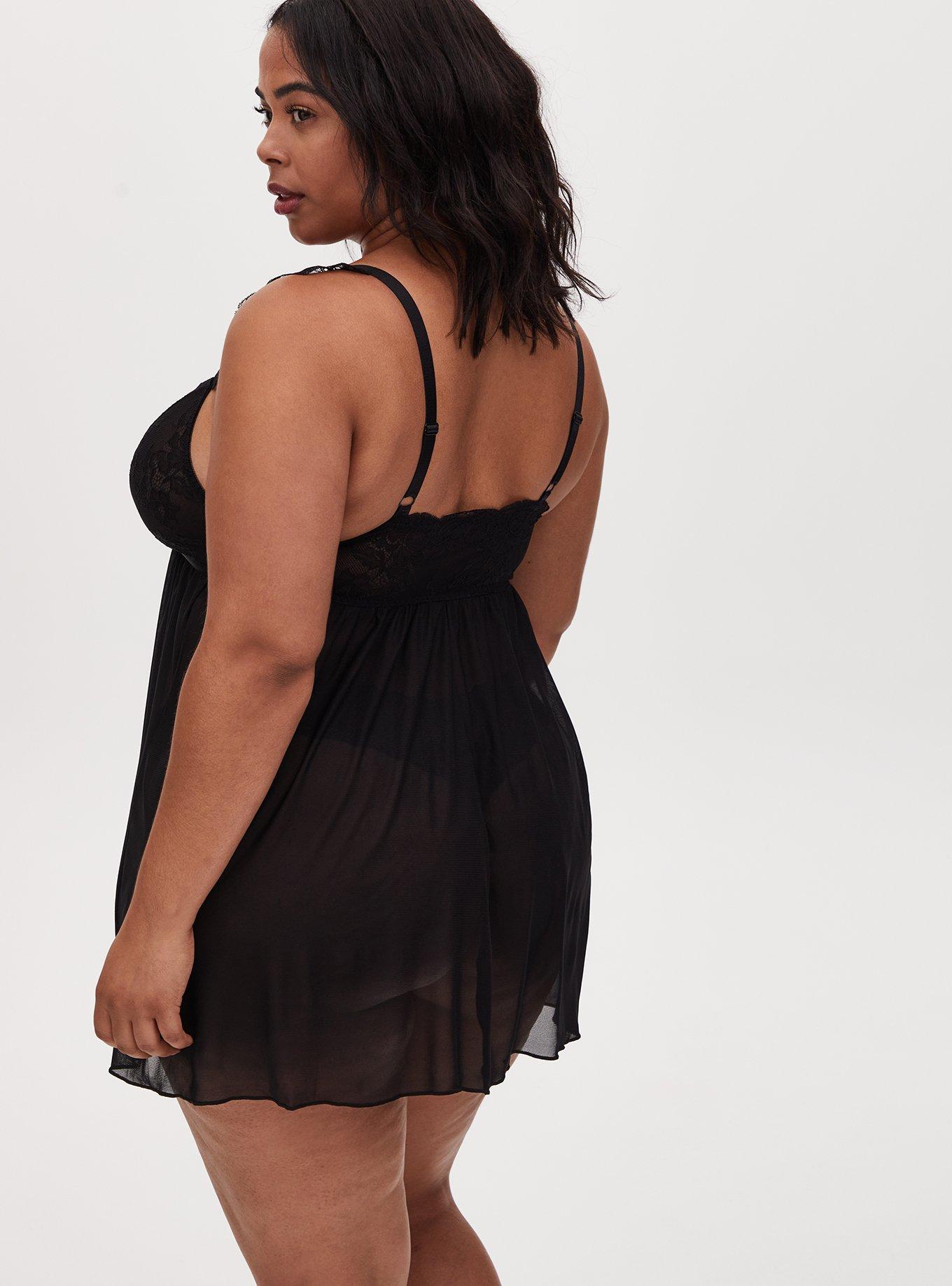 Mesh Cap Sleeve Strappy Babydoll, , alternate