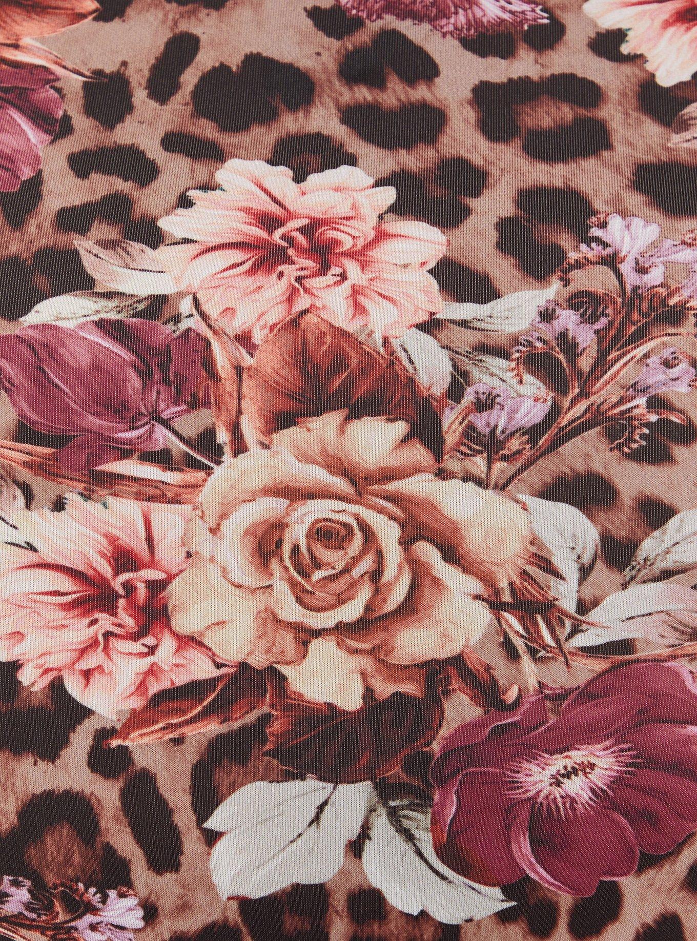 Plus Size Simply Microfiber High Waist Panty, LEOPARD FLORAL PURPLE, alternate