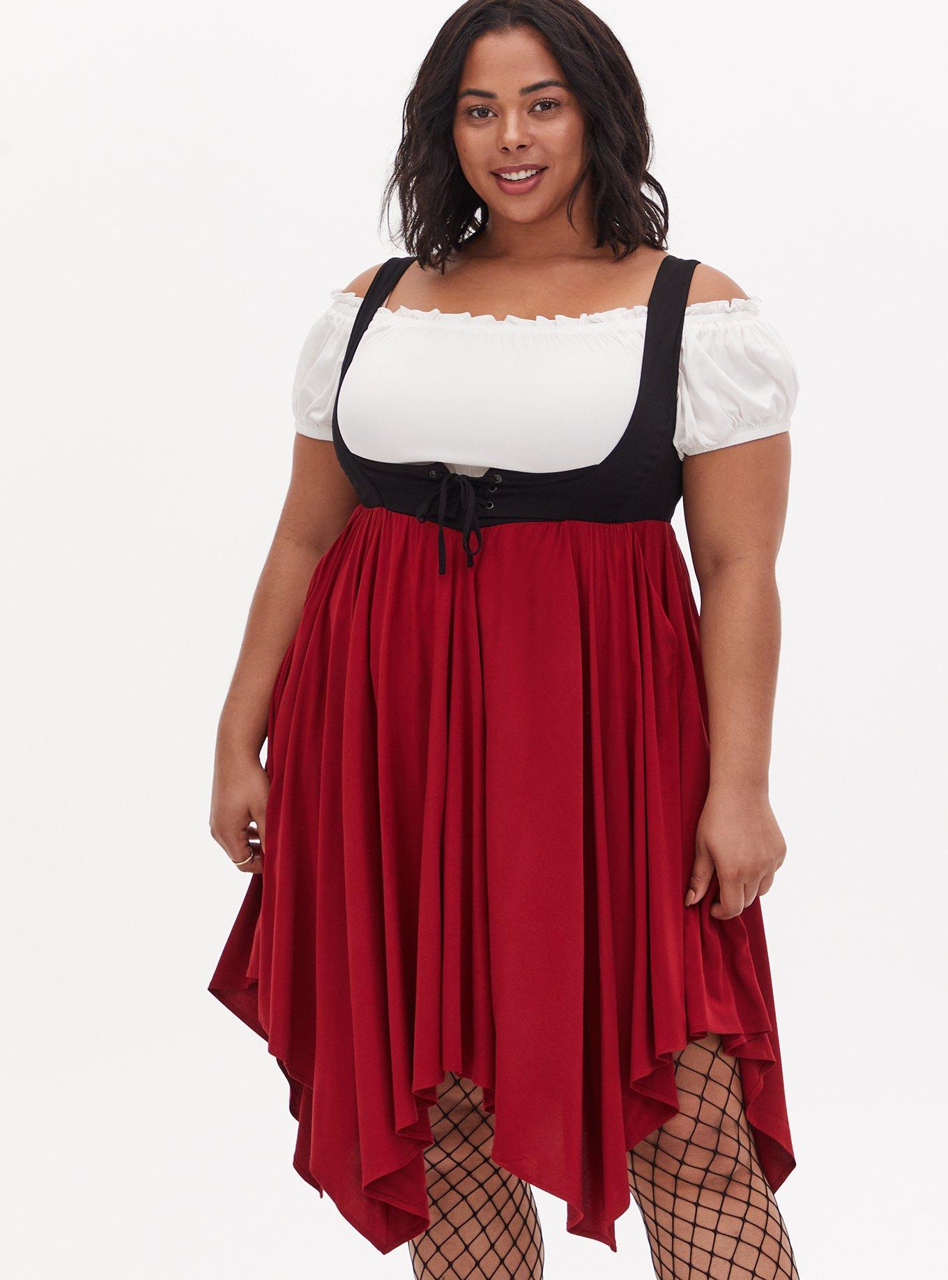 Plus Size Ruffled Pirate Costume Blouse for Women