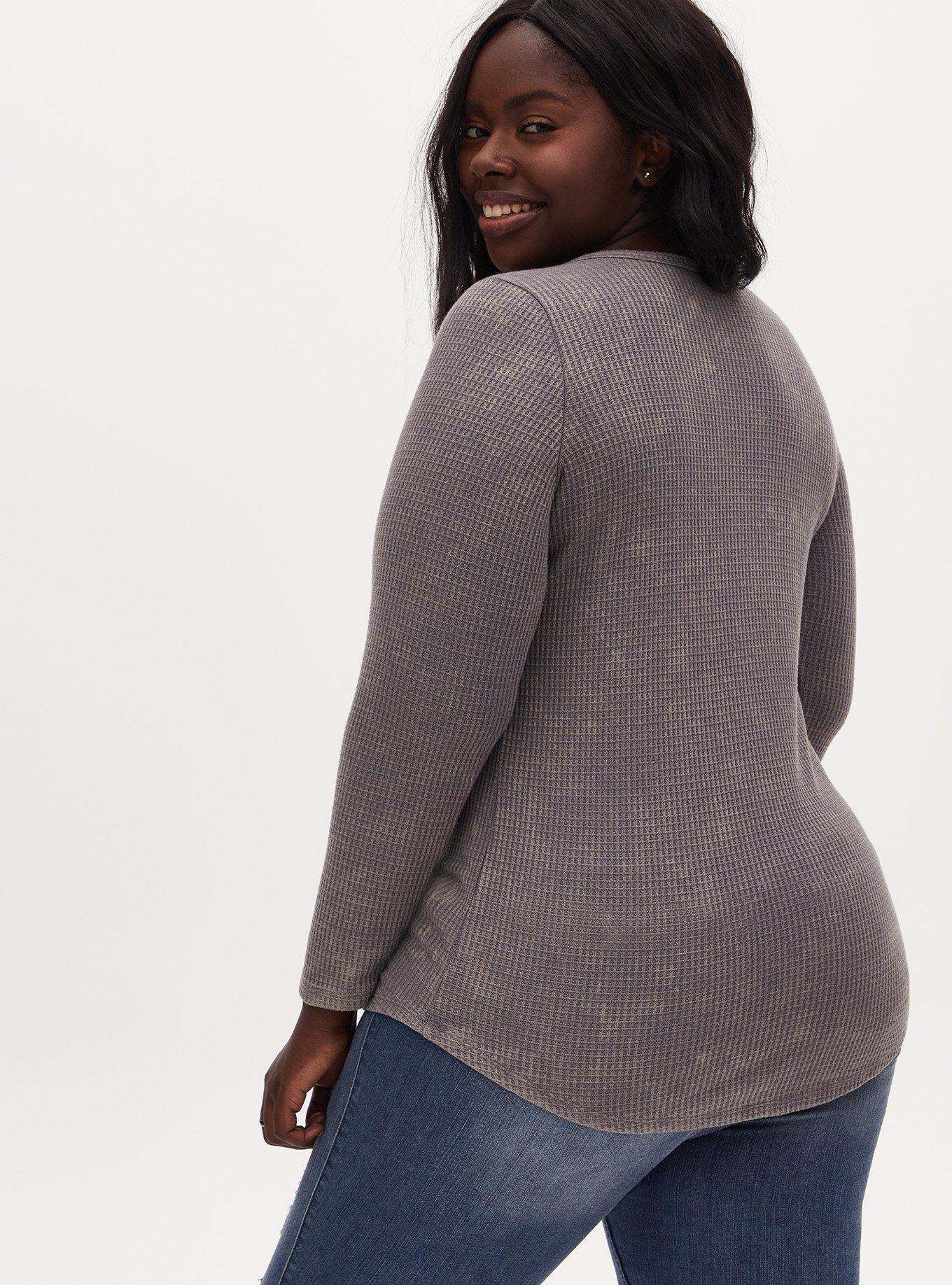Disney The Nightmare Before Christmas Halloween Slate Grey Waffle Knit Henley Top, DARK PEARL GREY, alternate