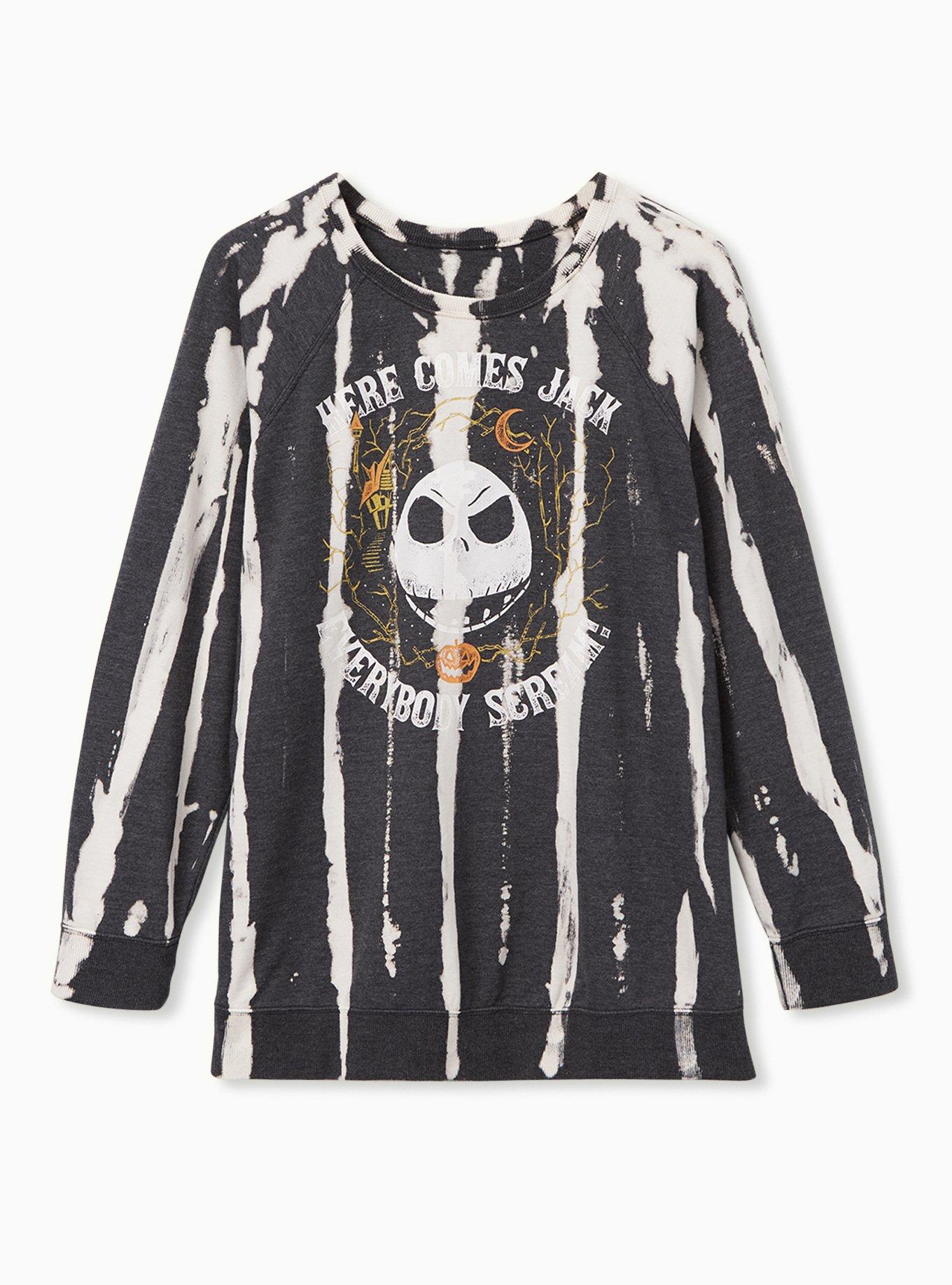 Disney The Nightmare Before Christmas Black Spray Bleach Sweatshirt, BLACK, hi-res