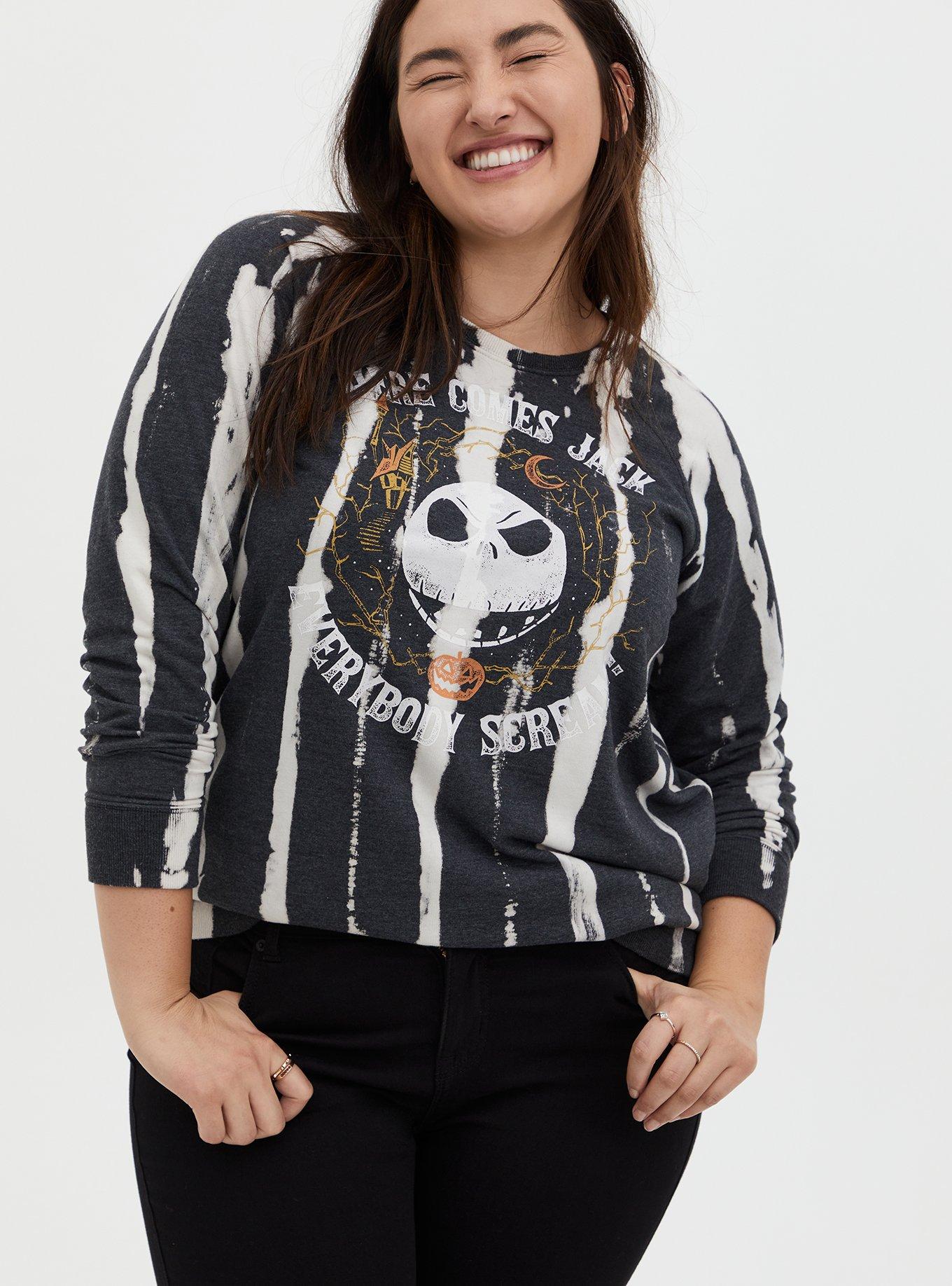 Disney The Nightmare Before Christmas Black Spray Bleach Sweatshirt, BLACK, hi-res