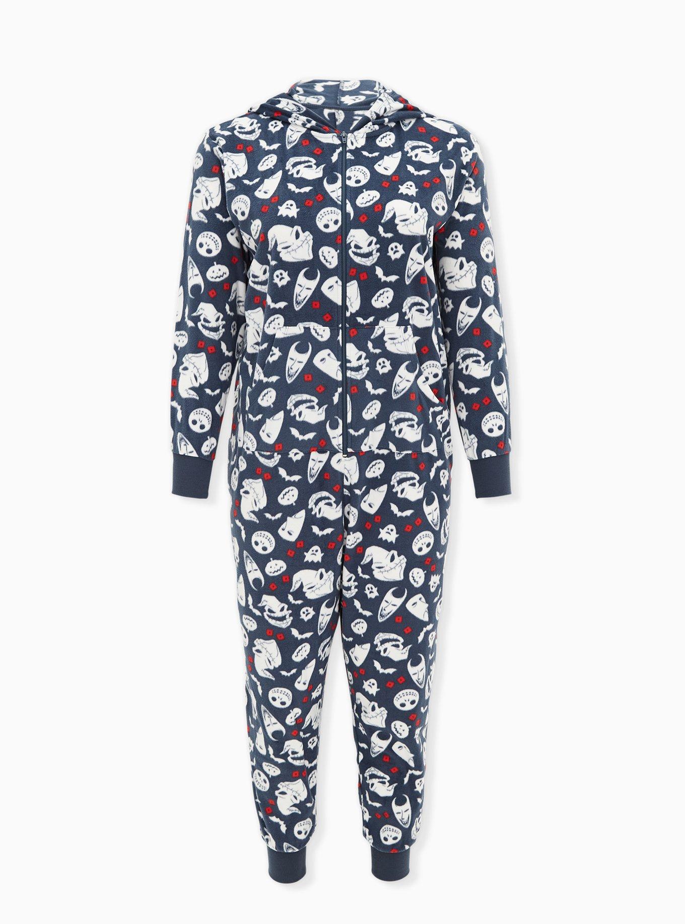 Plus Size Disney The Nightmare Before Christmas Character Navy Fleece Onesie Torrid