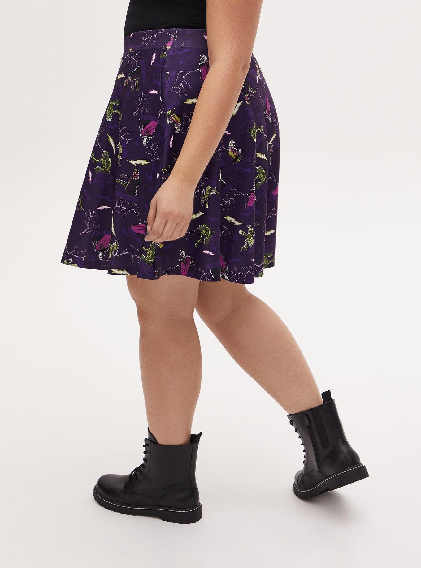 Plus Size - Universal Monster's Purple Scuba Knit Skater