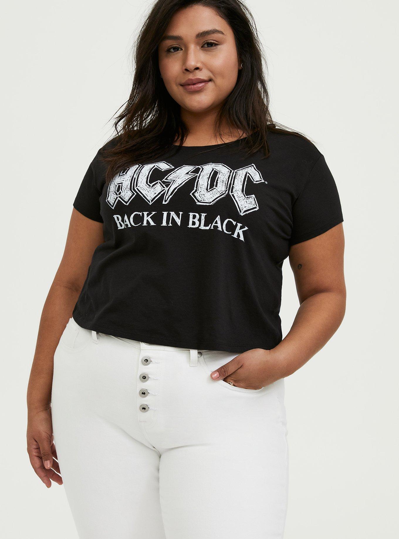 Plus Size - AC/DC Back In Black Black Crop Crew Tee - Torrid