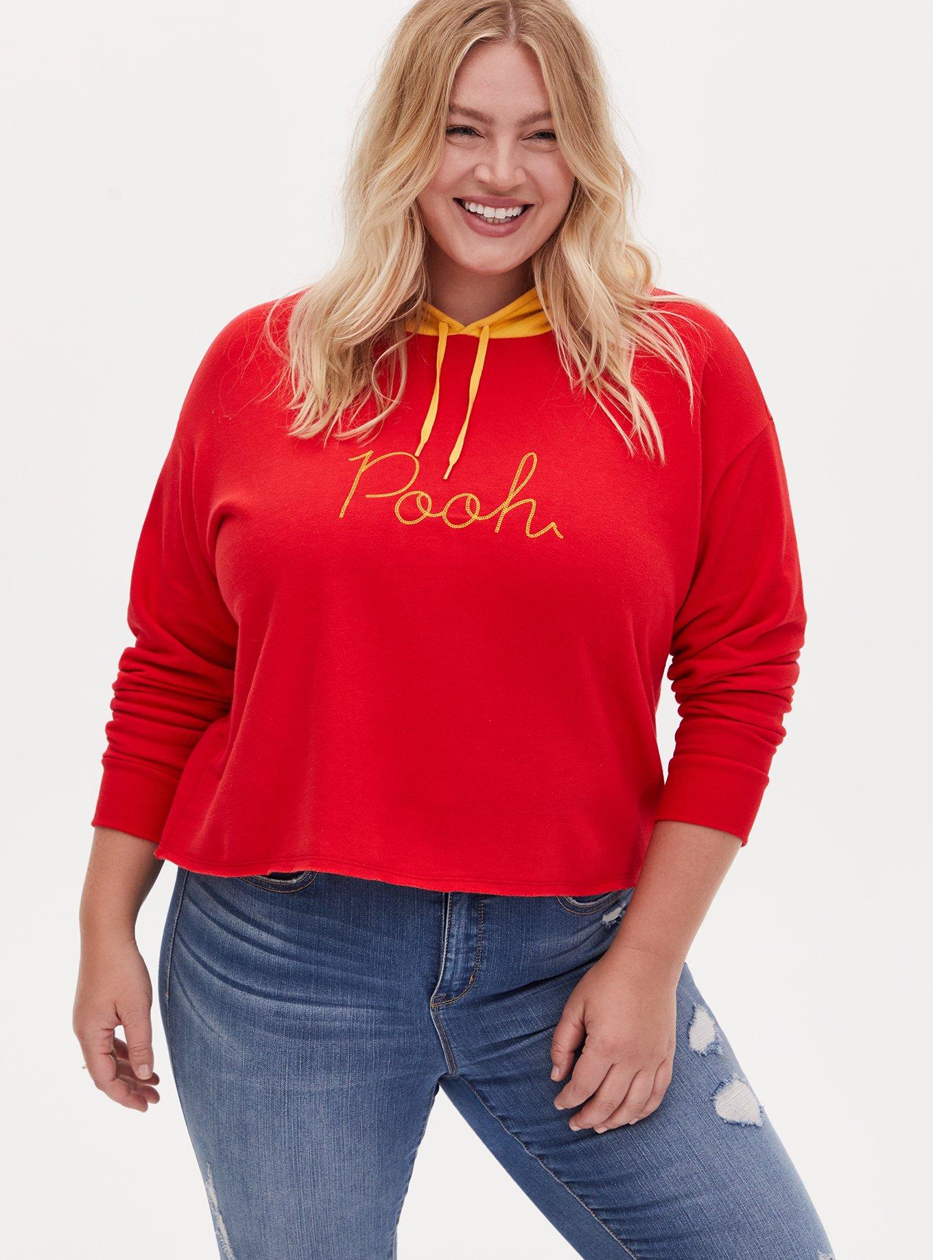 Plus Size Disney Winnie The Pooh Red Fleece Crop Hoodie Torrid