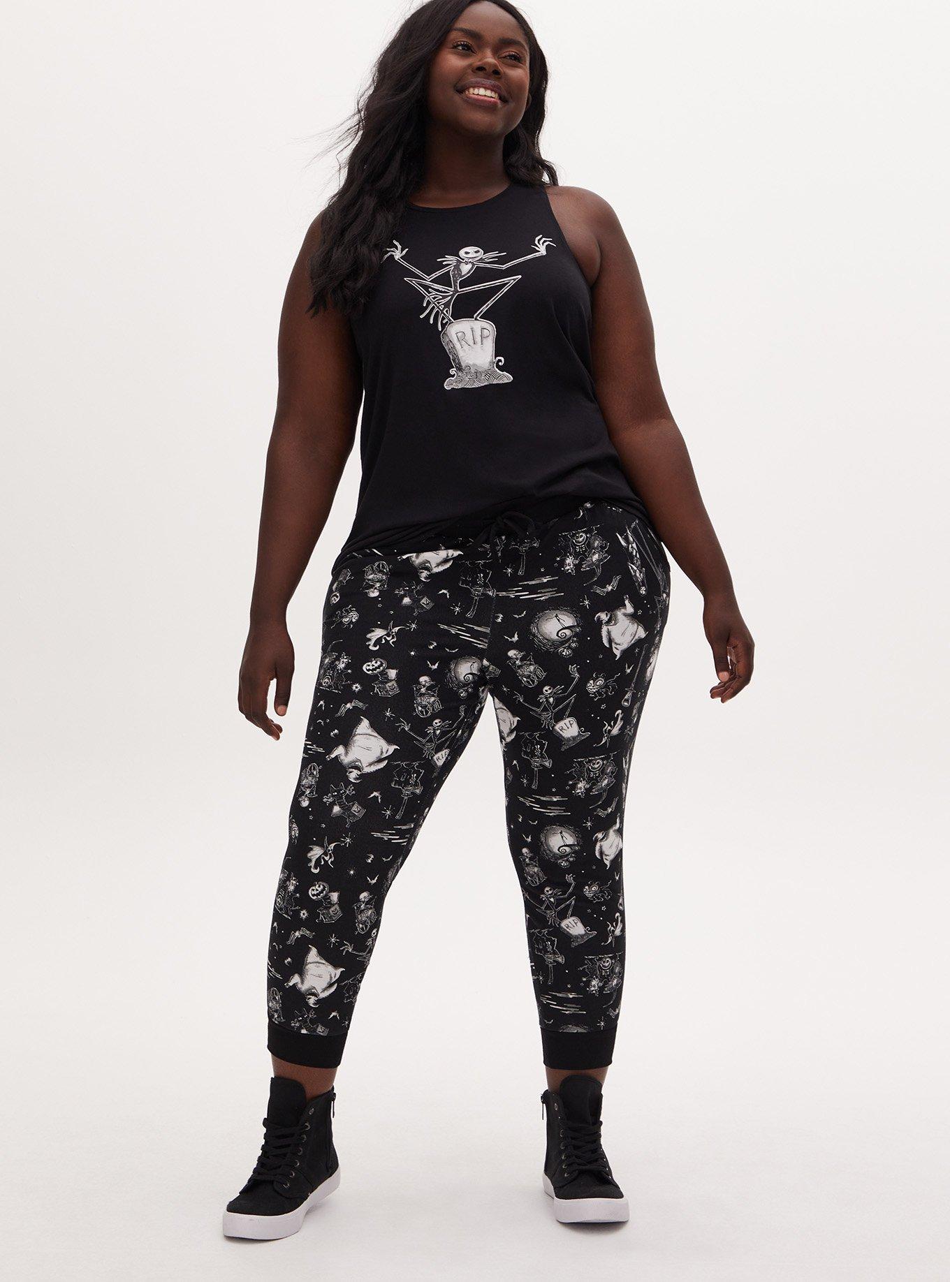 Disney The Nightmare Before Christmas Black Mesh Inset Active Muscle Tunic Tank, DEEP BLACK, alternate