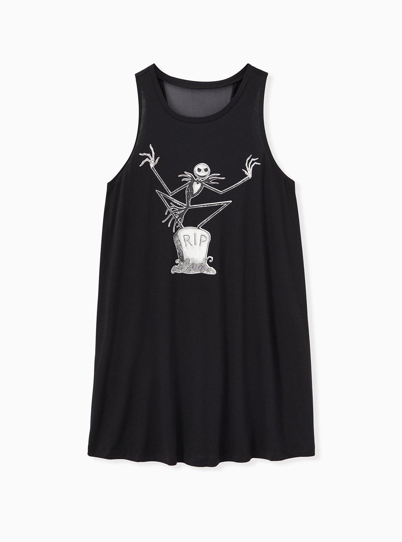 Disney The Nightmare Before Christmas Black Mesh Inset Active Muscle Tunic Tank, DEEP BLACK, hi-res