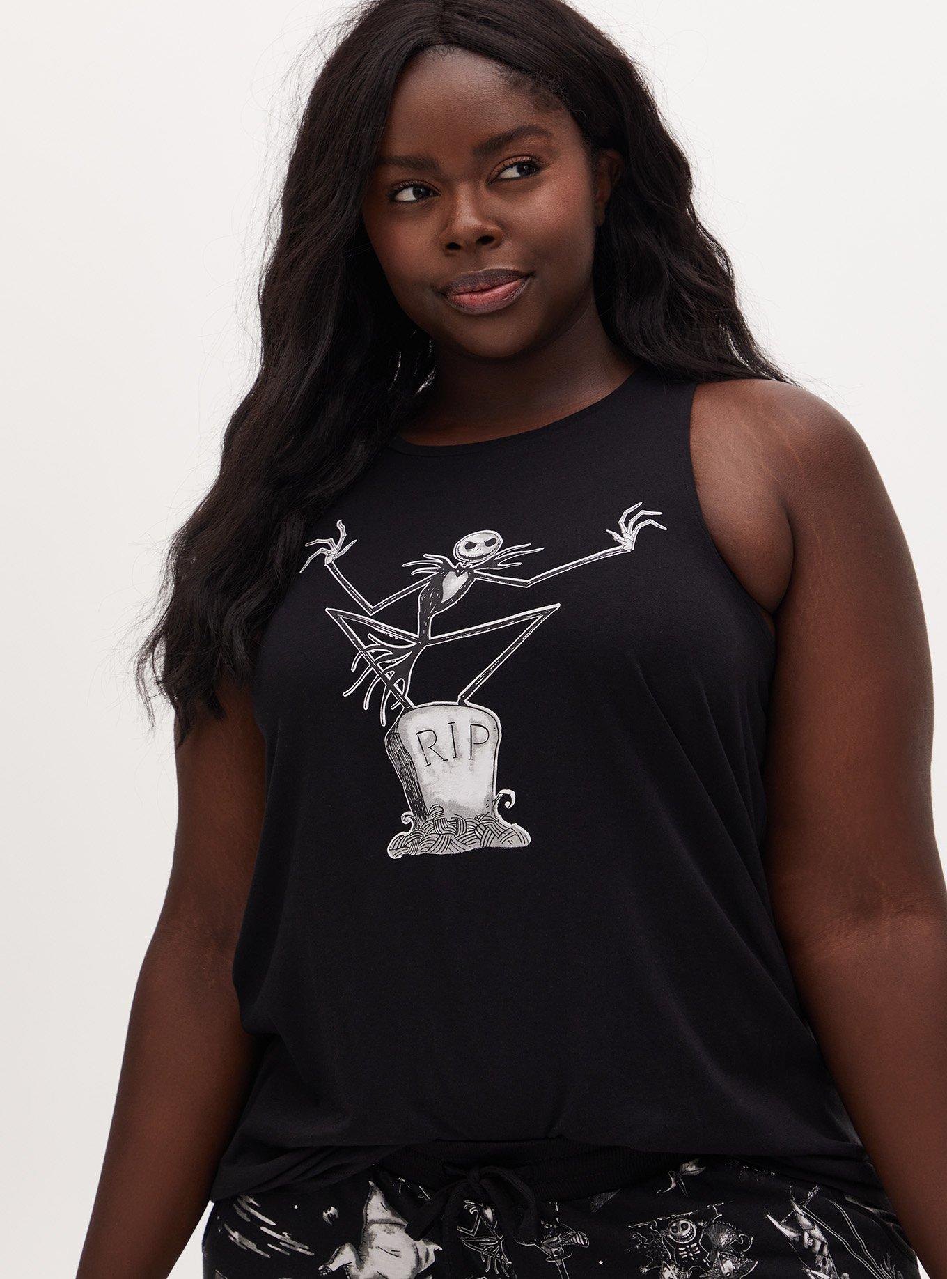 Disney The Nightmare Before Christmas Black Mesh Inset Active Muscle Tunic Tank, DEEP BLACK, hi-res