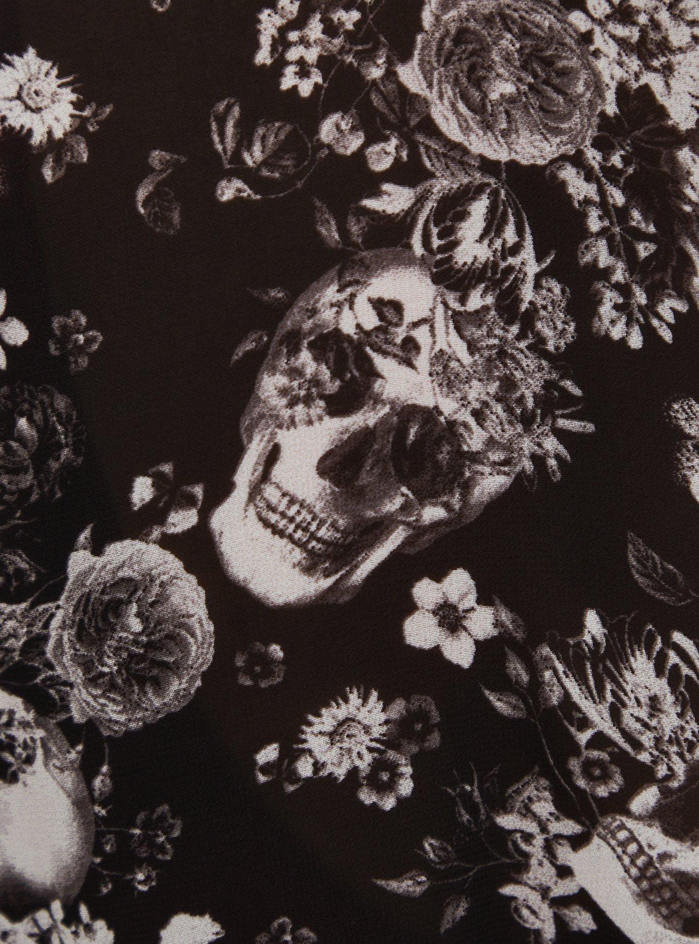 Chiffon Long Lingerie Robe, BOUQUET BLACK FLORAL, alternate