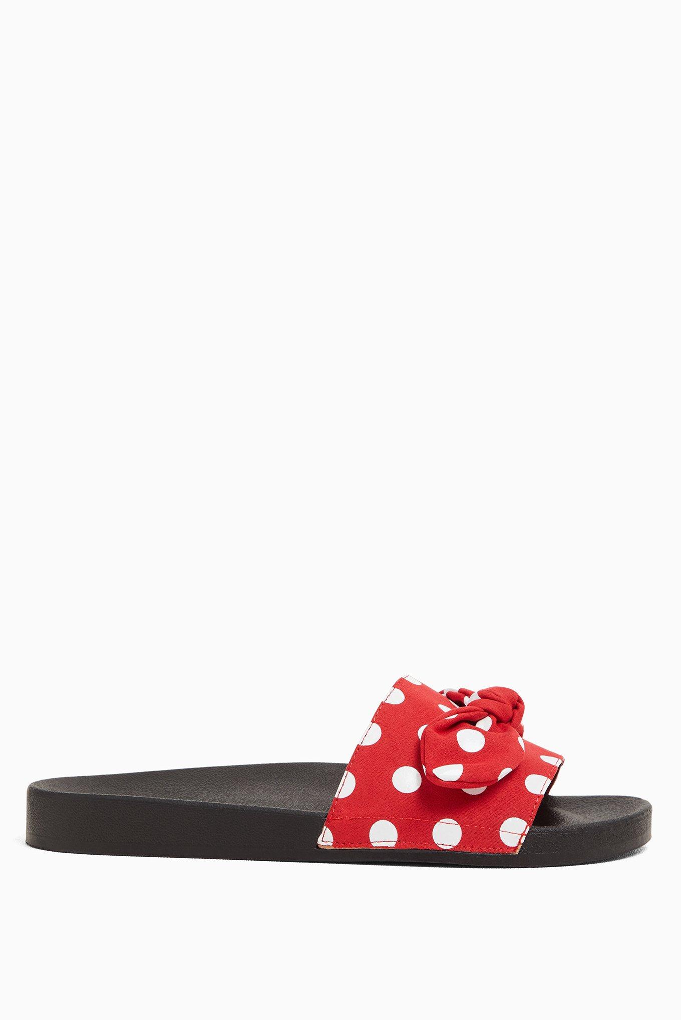 Disney Minnie Mouse Red Polka Dot Bow Slide (WW), BLACK, alternate