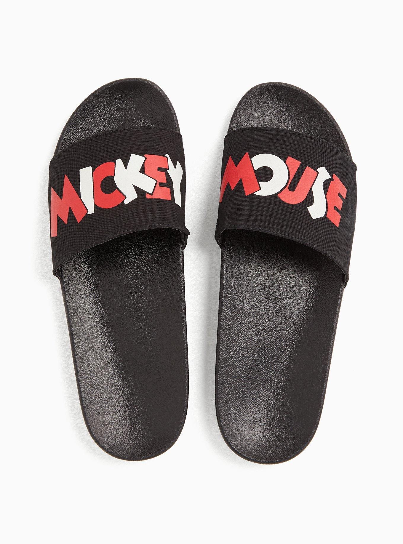 Plus Size Disney Mickey Mouse Black Slide (WW), BLACK, hi-res