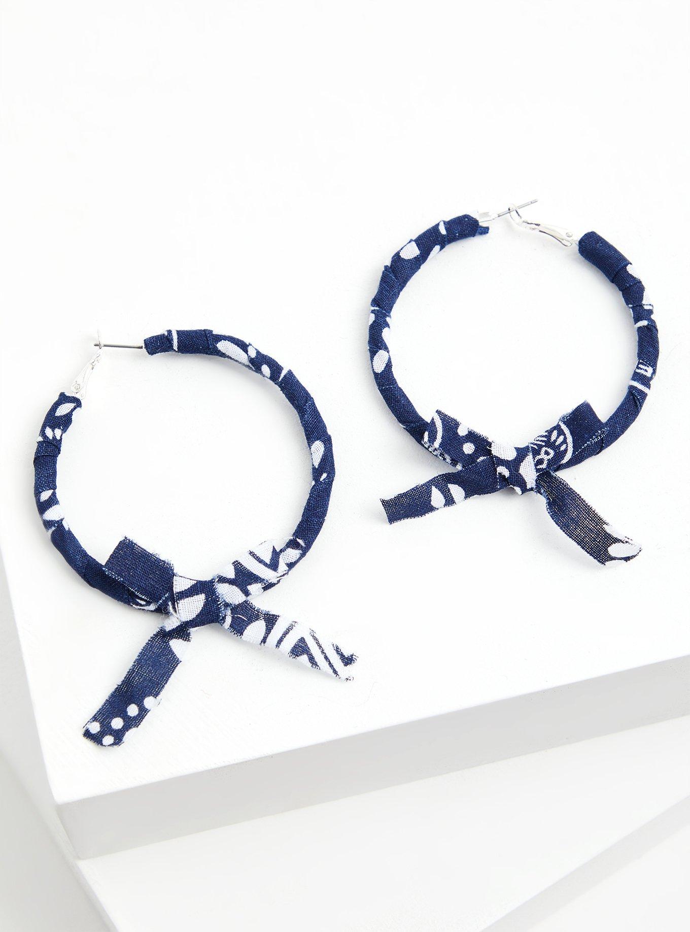 Plus Size Navy Bandana Wrap Hoop Earrings Torrid