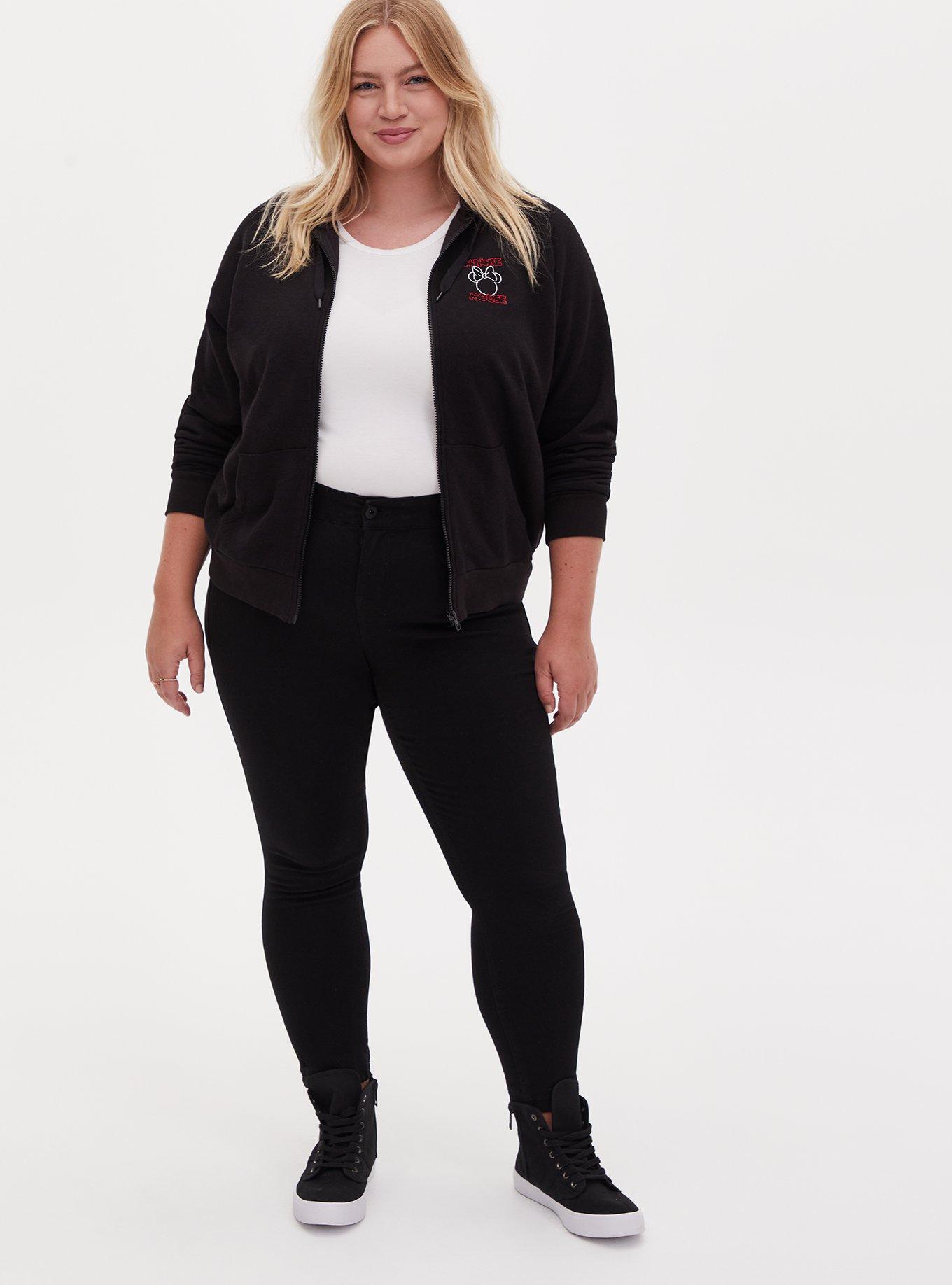 Disney Minnie Mouse Black Fleece Zip Hoodie, DEEP BLACK, alternate