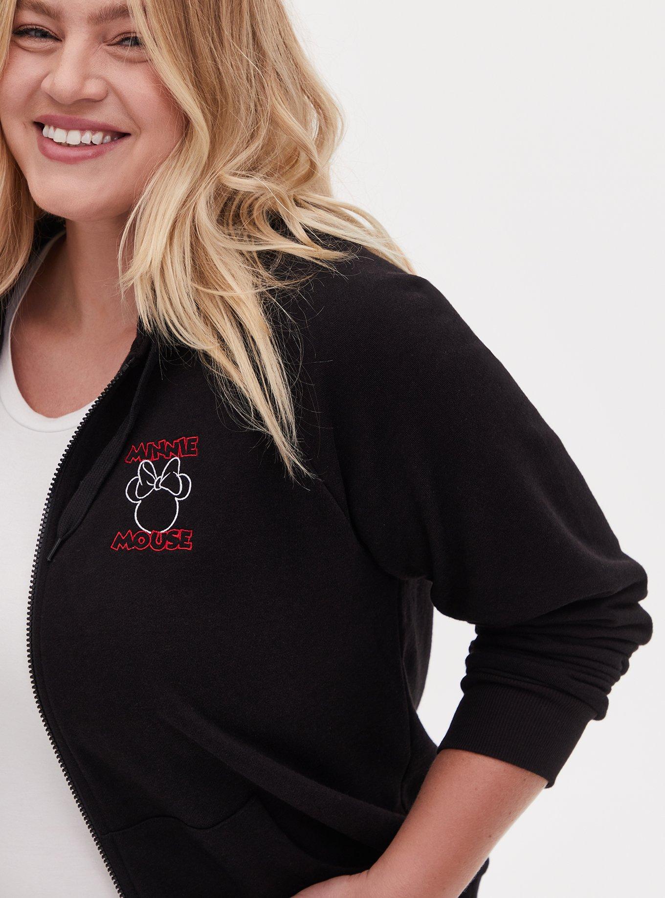 Disney Minnie Mouse Black Fleece Zip Hoodie, DEEP BLACK, alternate