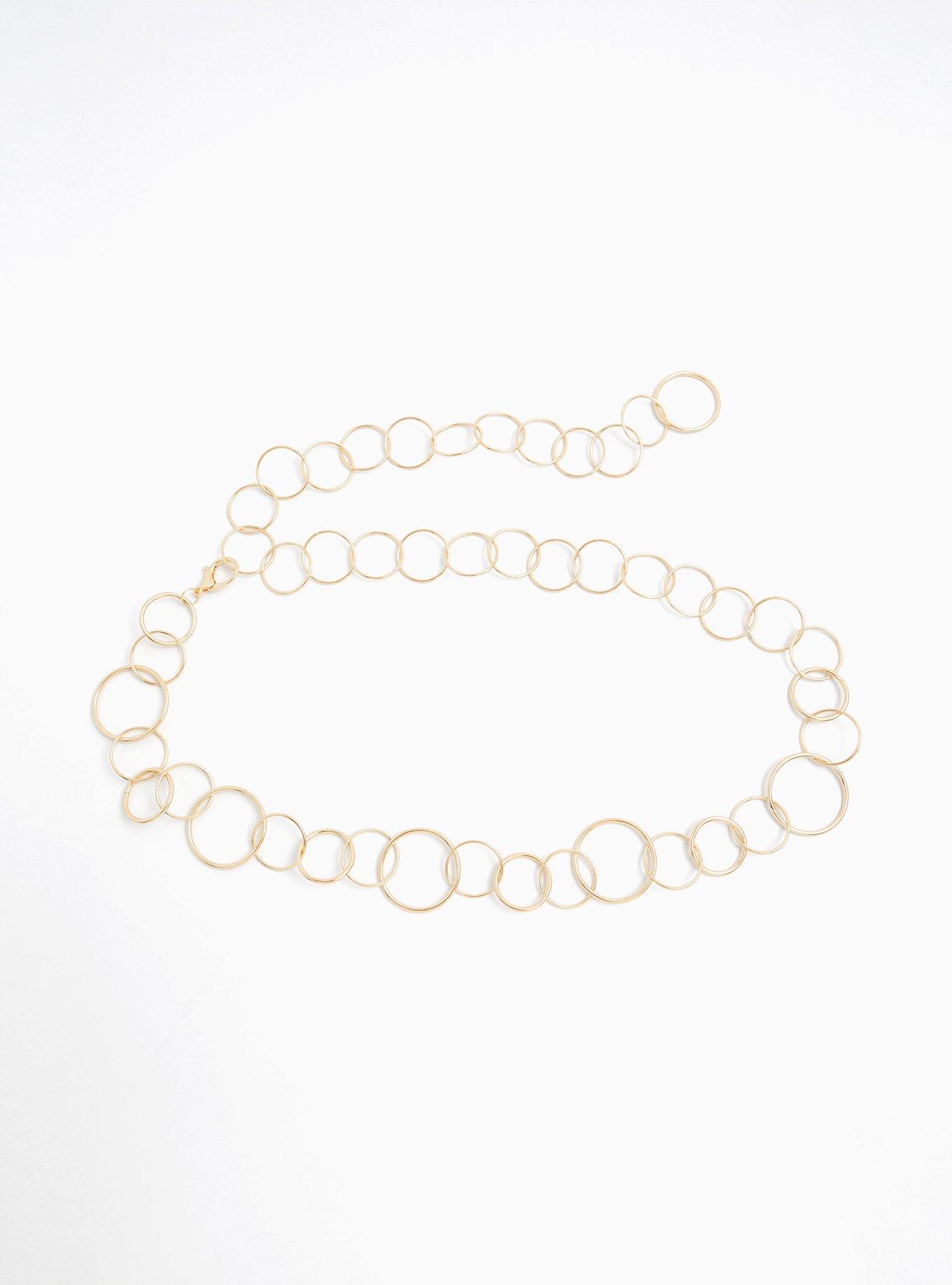 Plus Size Gold-Tone Ring Chain Belt, GOLD, alternate