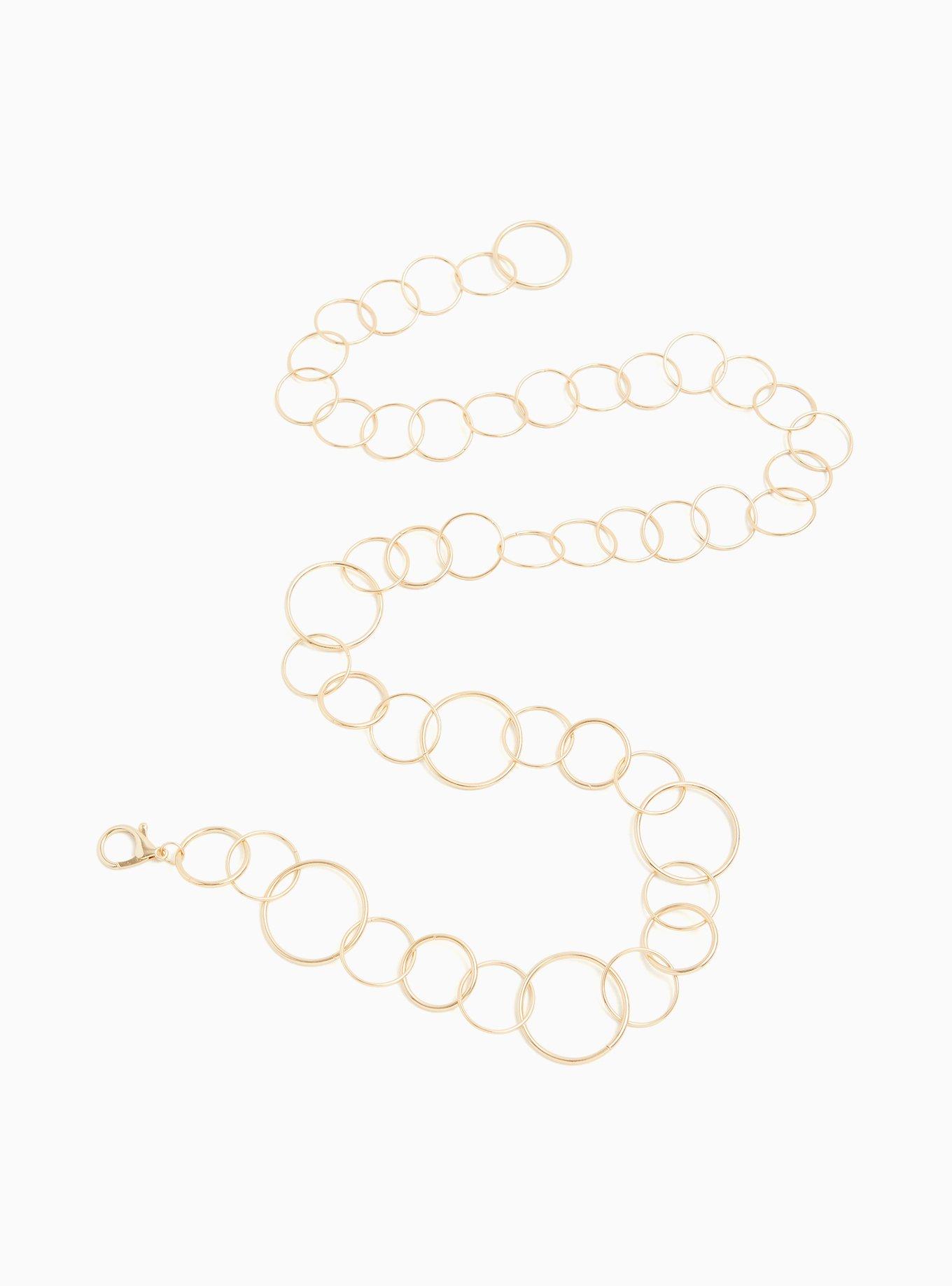 Plus Size Gold-Tone Ring Chain Belt, GOLD, hi-res