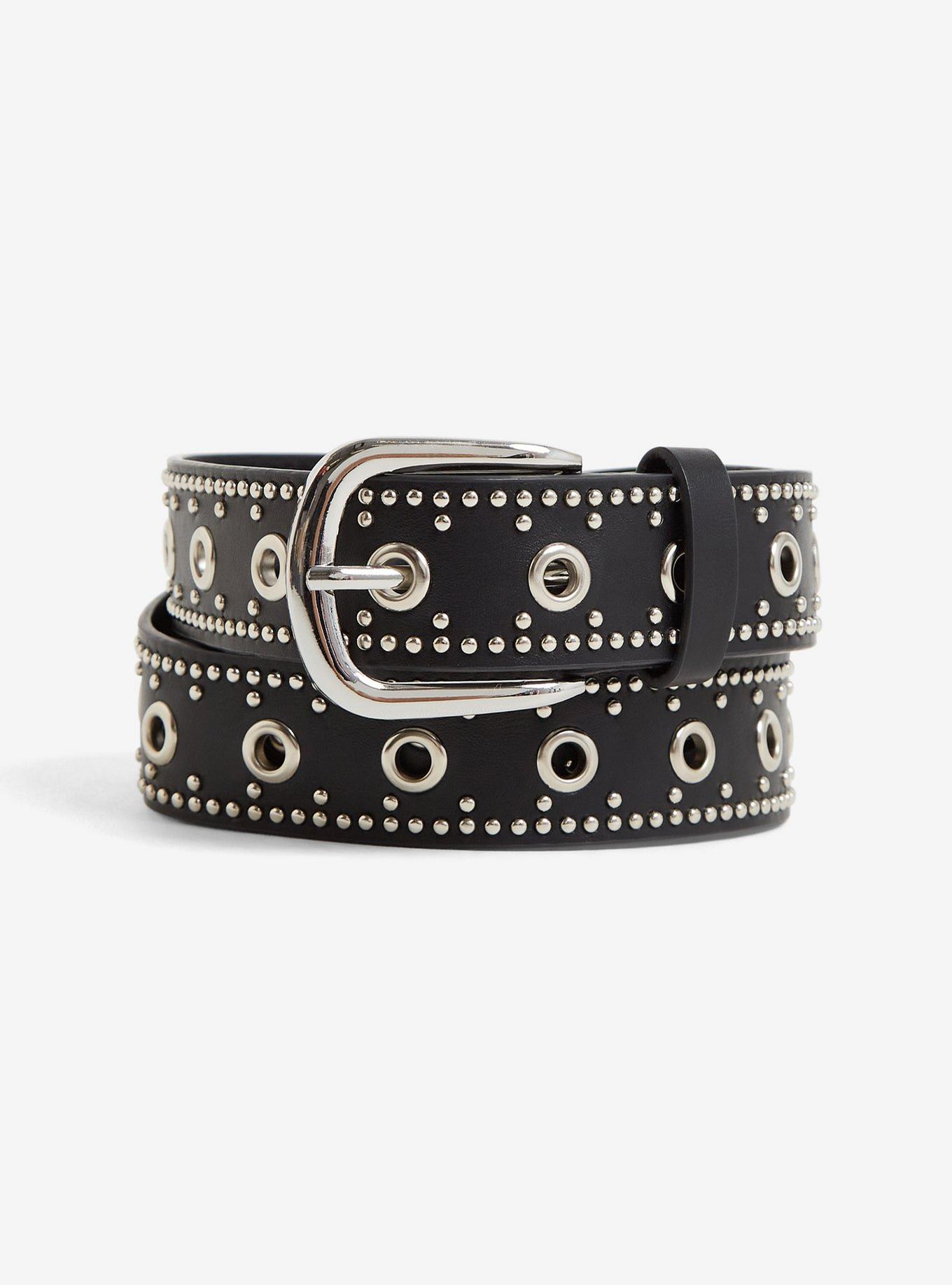 Plus Size - Black Faux Leather Grommet Belt - Torrid