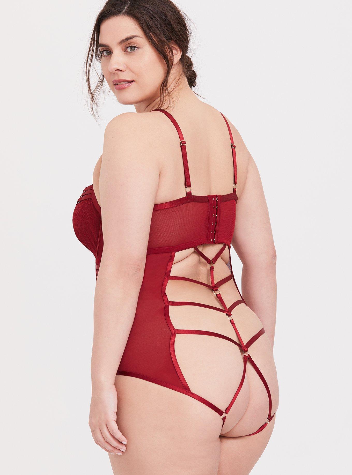 NWT TORRID STRAPPY STRAPS AND LACE factory BODYSUIT - red