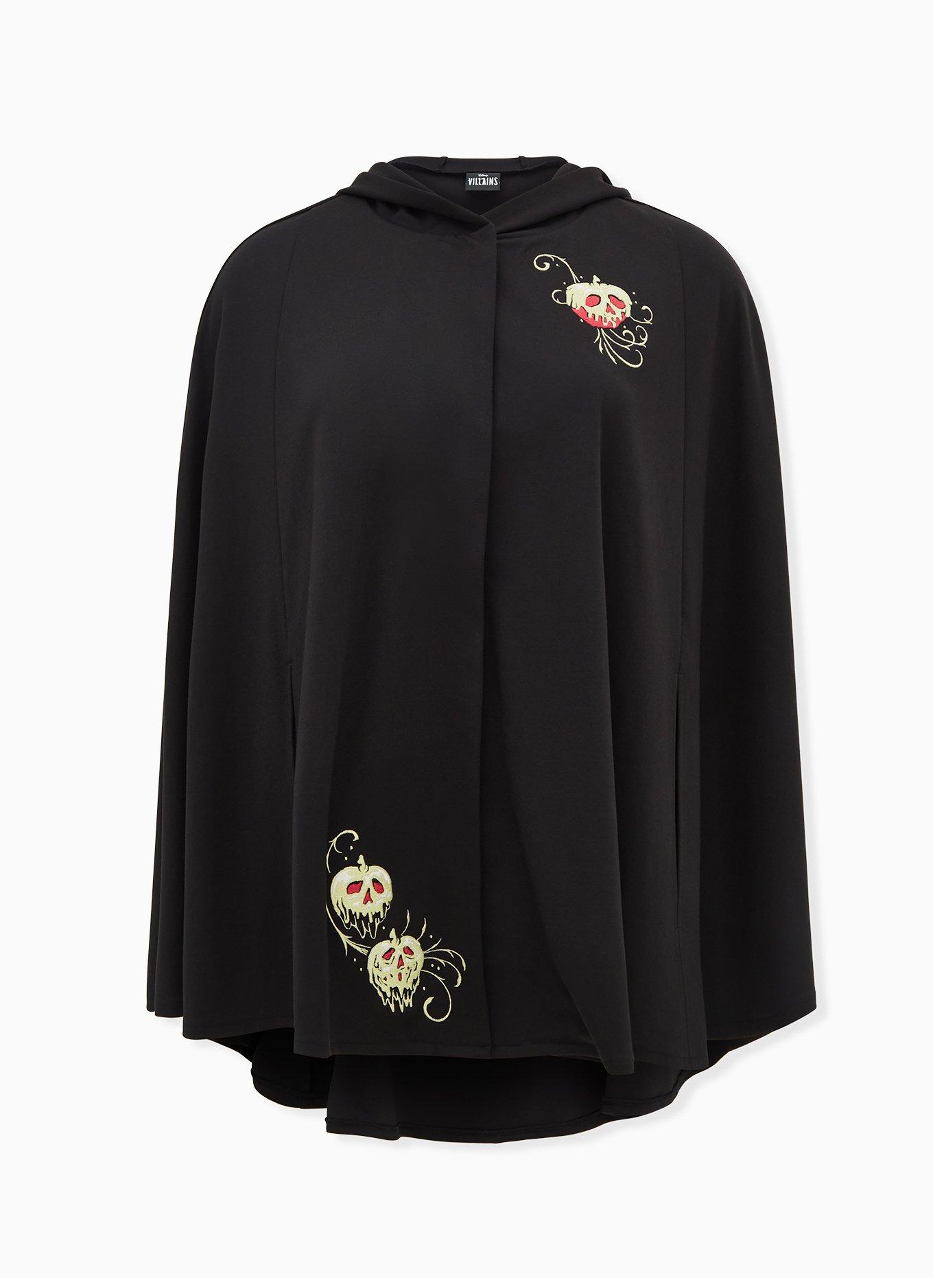 Disney Snow White and the Seven Dwarfs Evil Queen Poison Apple Black Hooded Cape, DEEP BLACK, hi-res