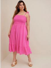 Maxi Rayon Tiered Dress, PINK GLO, hi-res