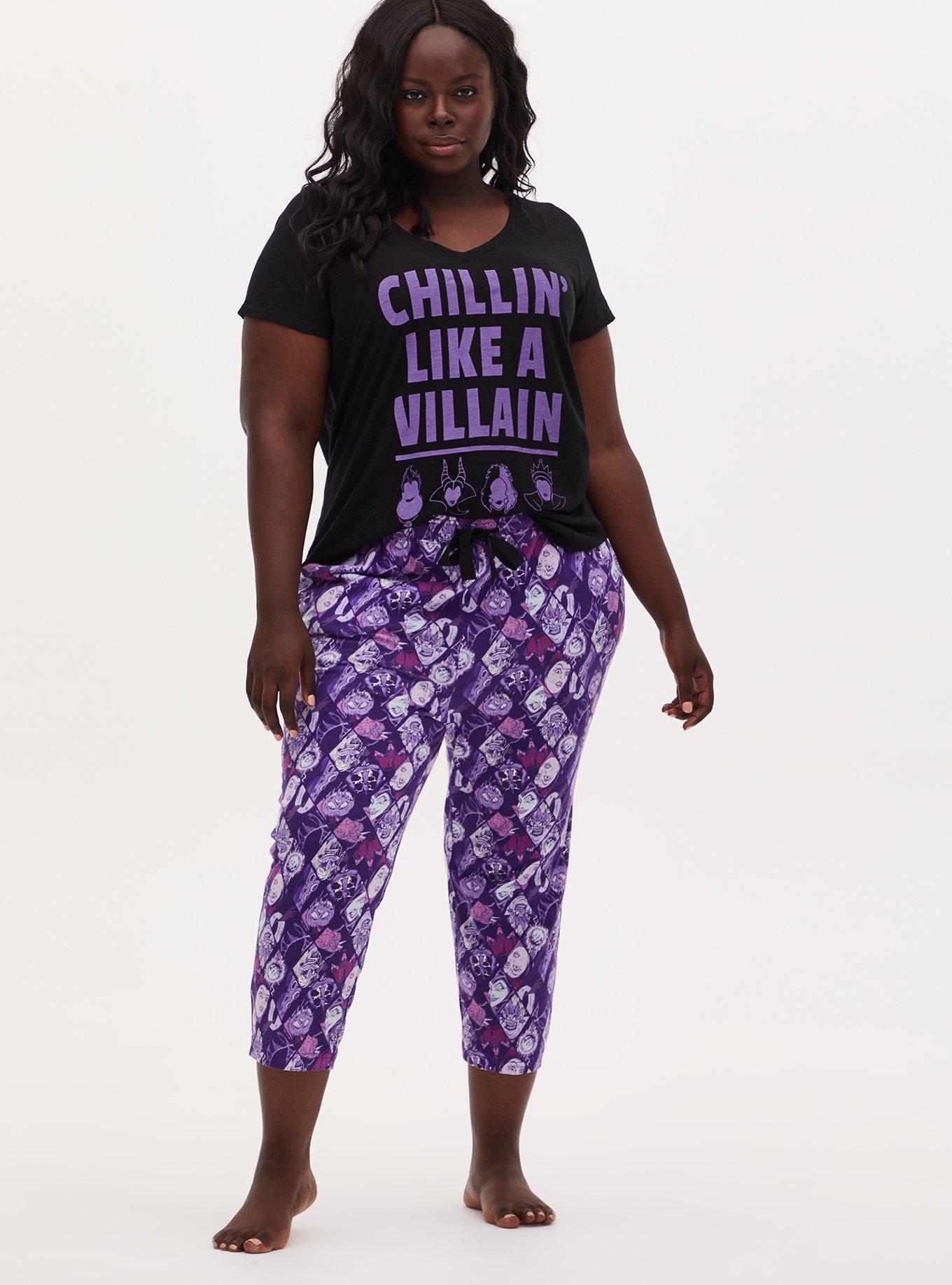 Plus Size Disney Villain Chillin&rsquo; Like A Villain Black Sleep Top, DEEP BLACK, alternate