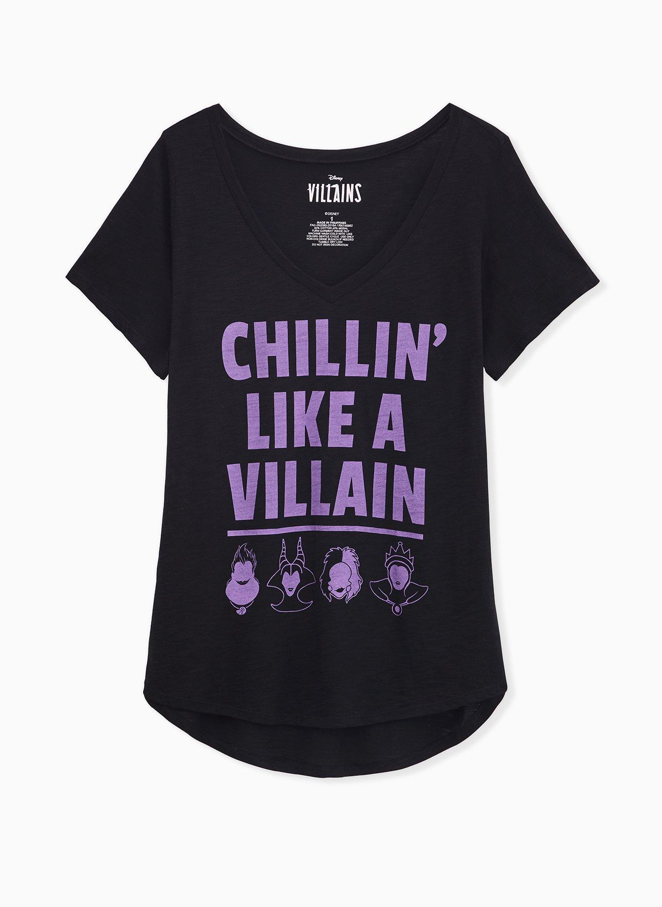 Plus Size Disney Villain Chillin&rsquo; Like A Villain Black Sleep Top, DEEP BLACK, hi-res