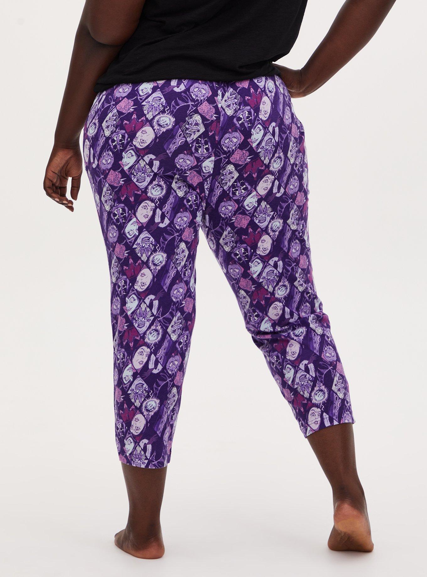 Plus Size Disney Villain Purple Drawstring Crop Sleep Pant , MULTI, alternate