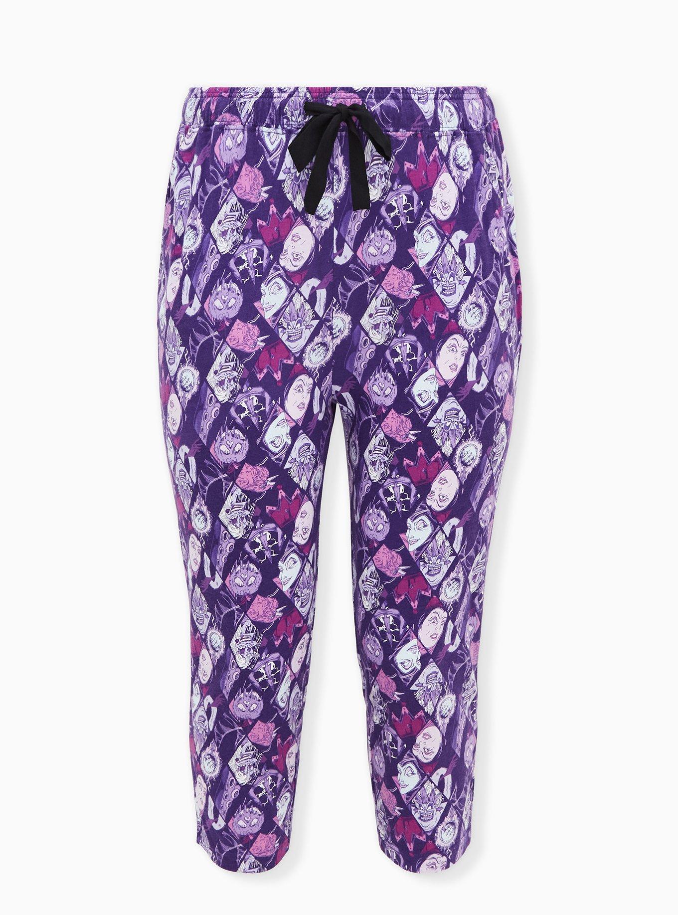 Plus Size Disney Villain Purple Drawstring Crop Sleep Pant , MULTI, hi-res