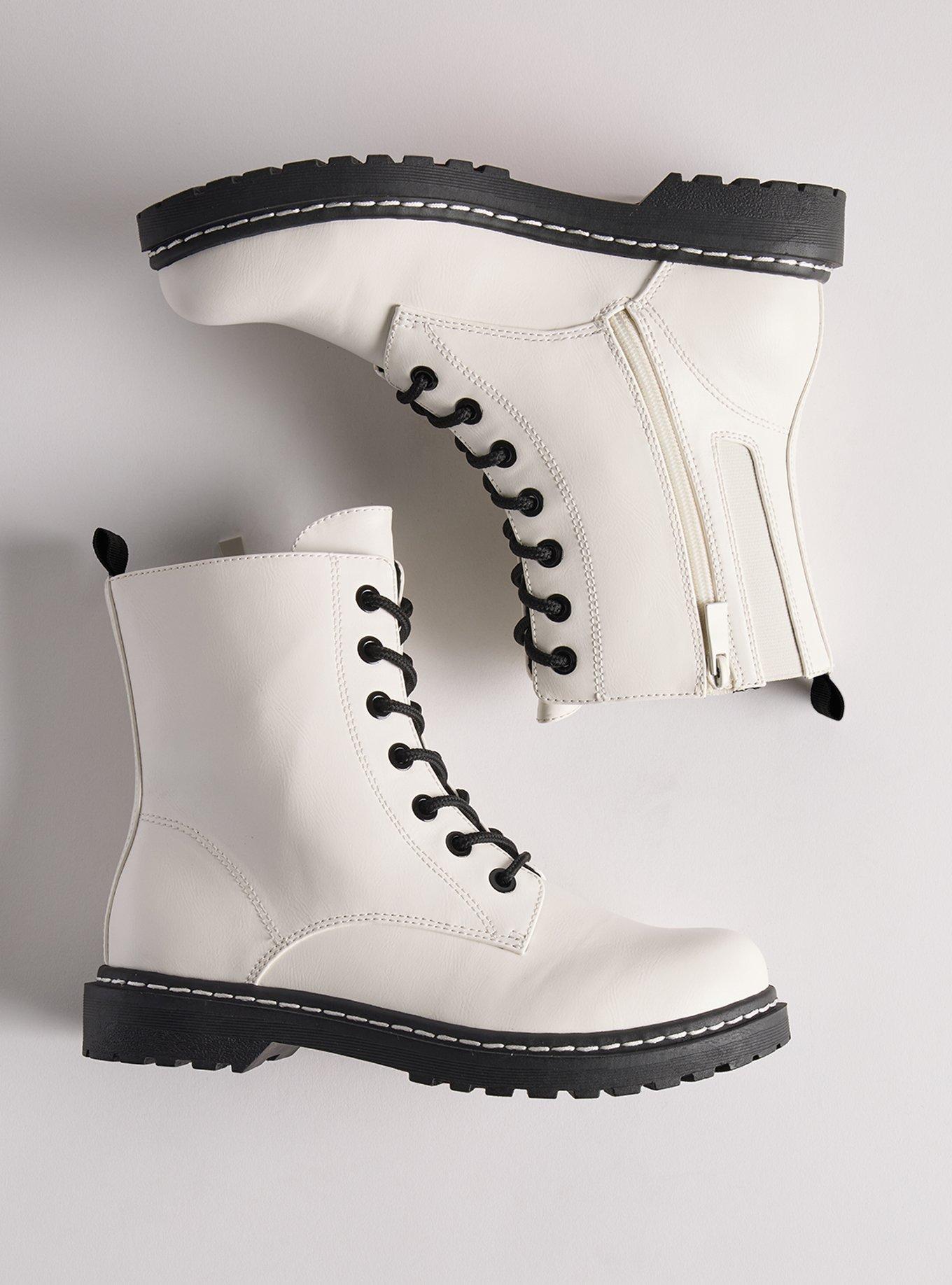 Stevie Lace-Up Combat Boot (WW), WHITE, hi-res