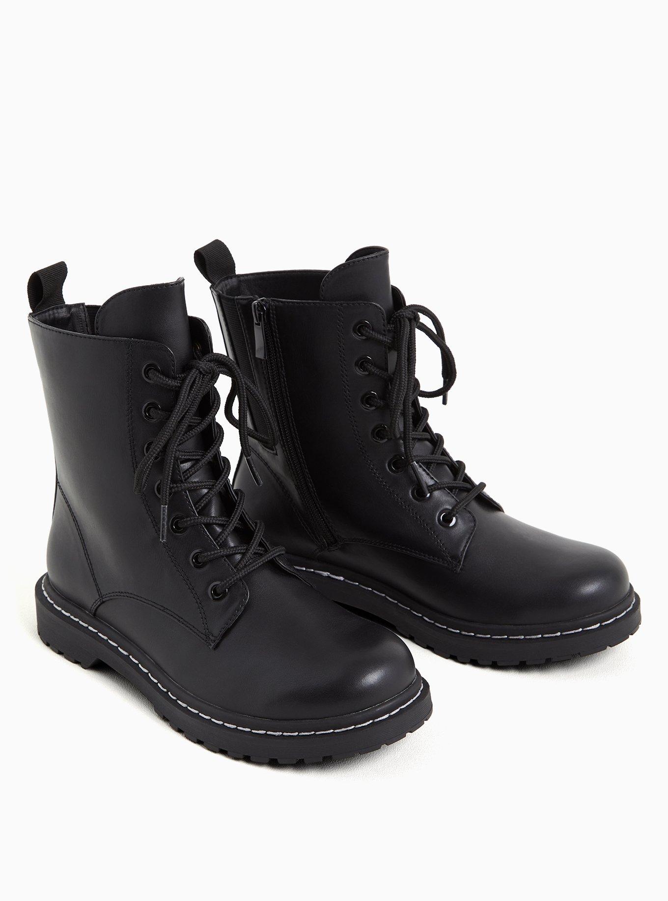 Stevie Lace-Up Combat Boot (WW), BLACK, alternate