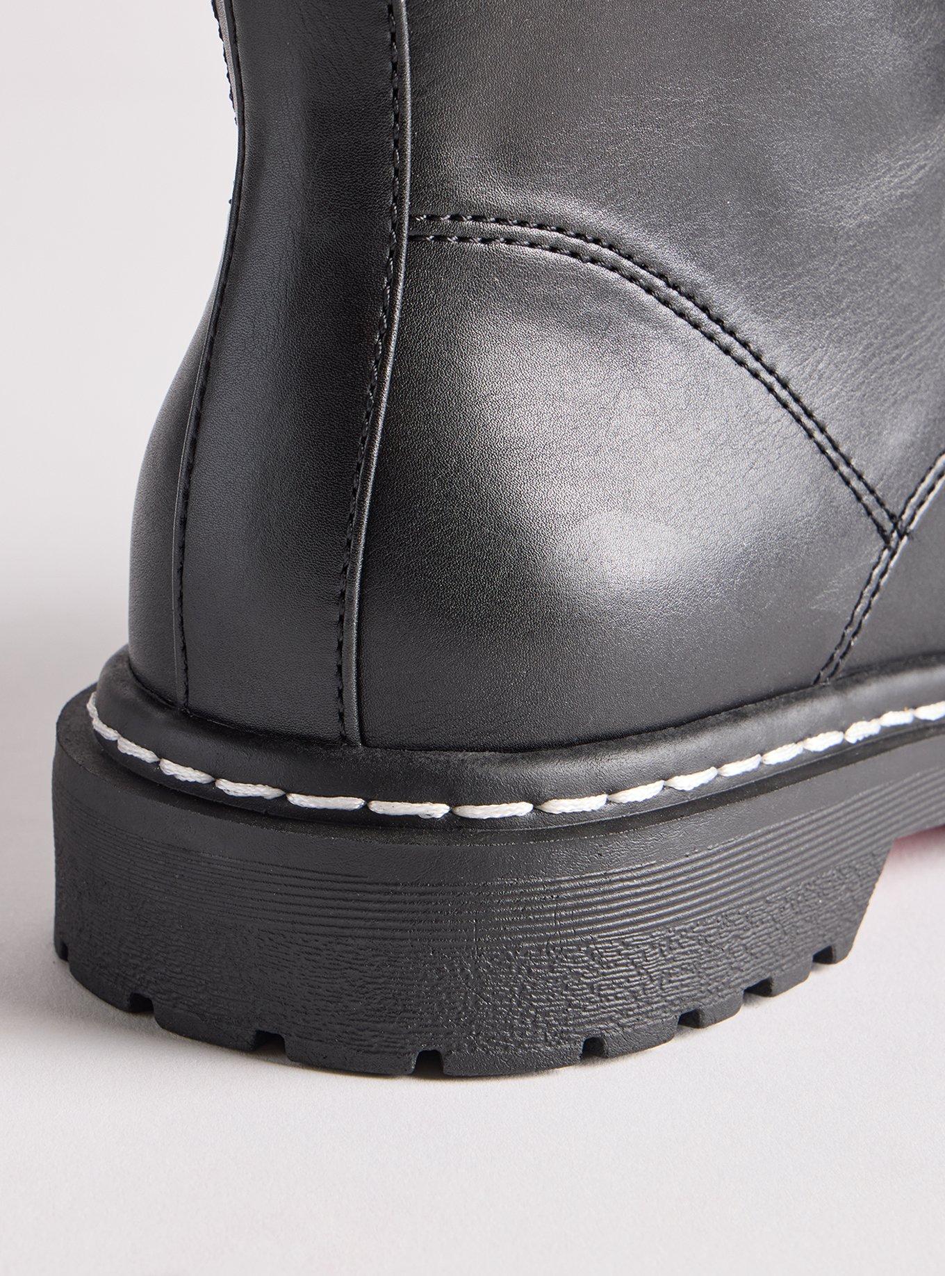 Stevie Lace-Up Combat Boot (WW), BLACK, alternate