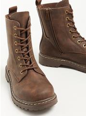 Plus Size Stevie Lace-Up Combat Boot (WW), BROWN, alternate