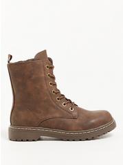 Plus Size Stevie Lace-Up Combat Boot (WW), BROWN, alternate