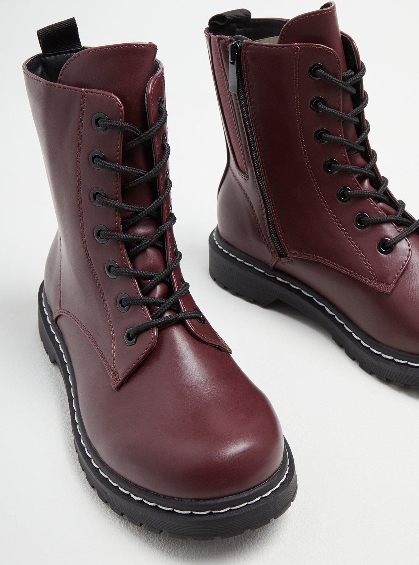 Combat boots hot sale burgundy