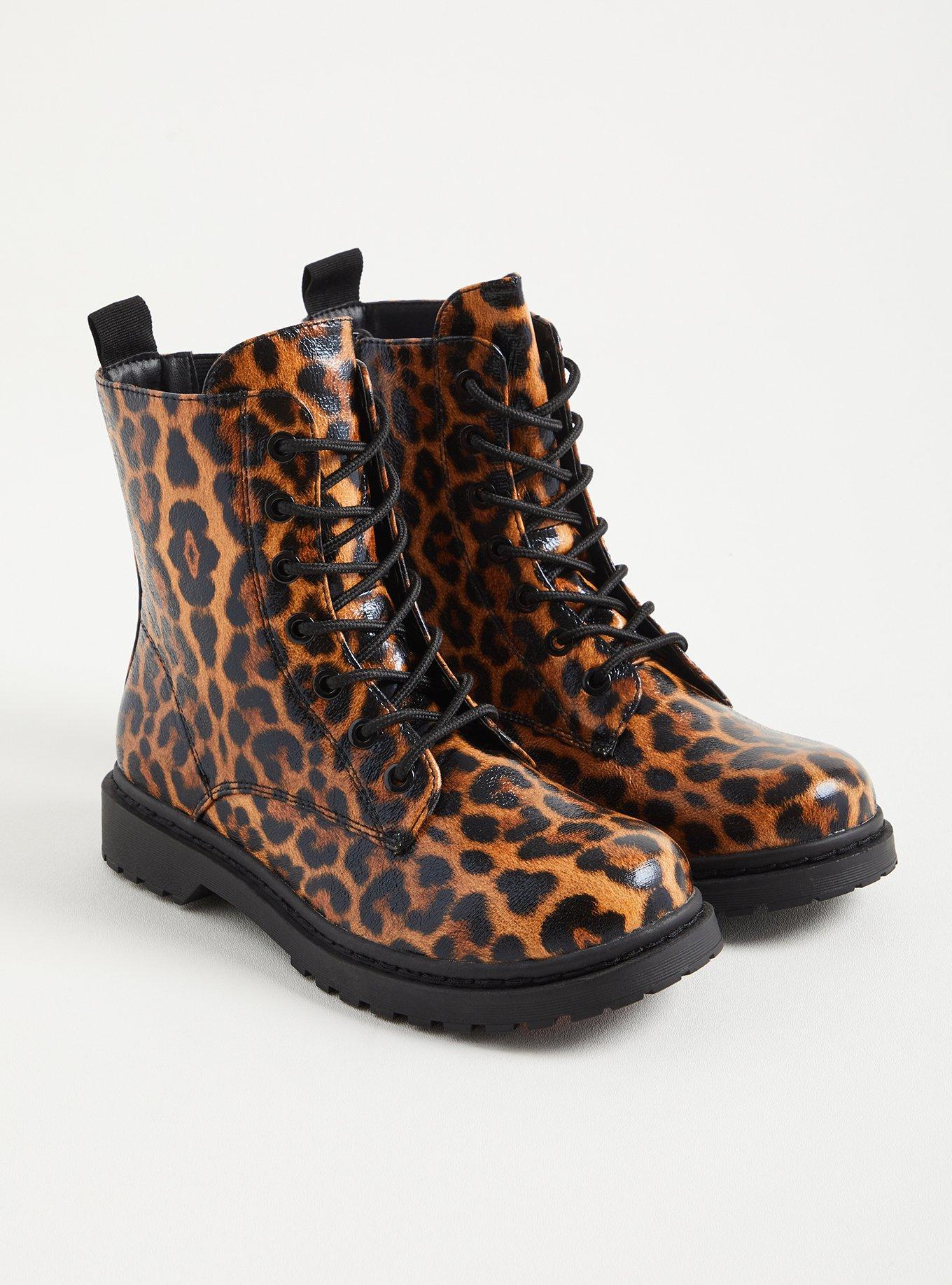 Animal print combat boots hotsell