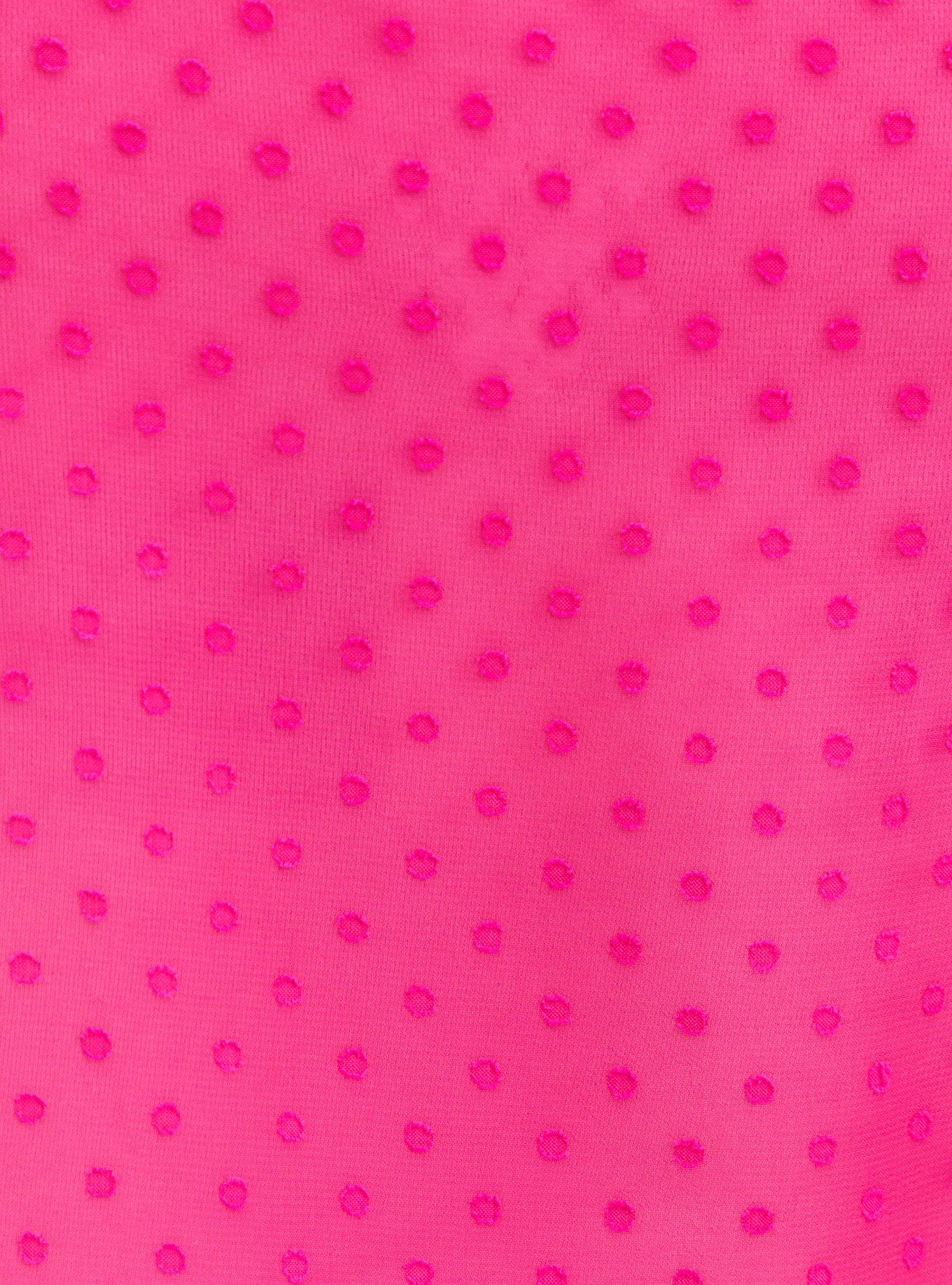 Crinkle Chiffon Rib Trim Top, PINK GLO, alternate