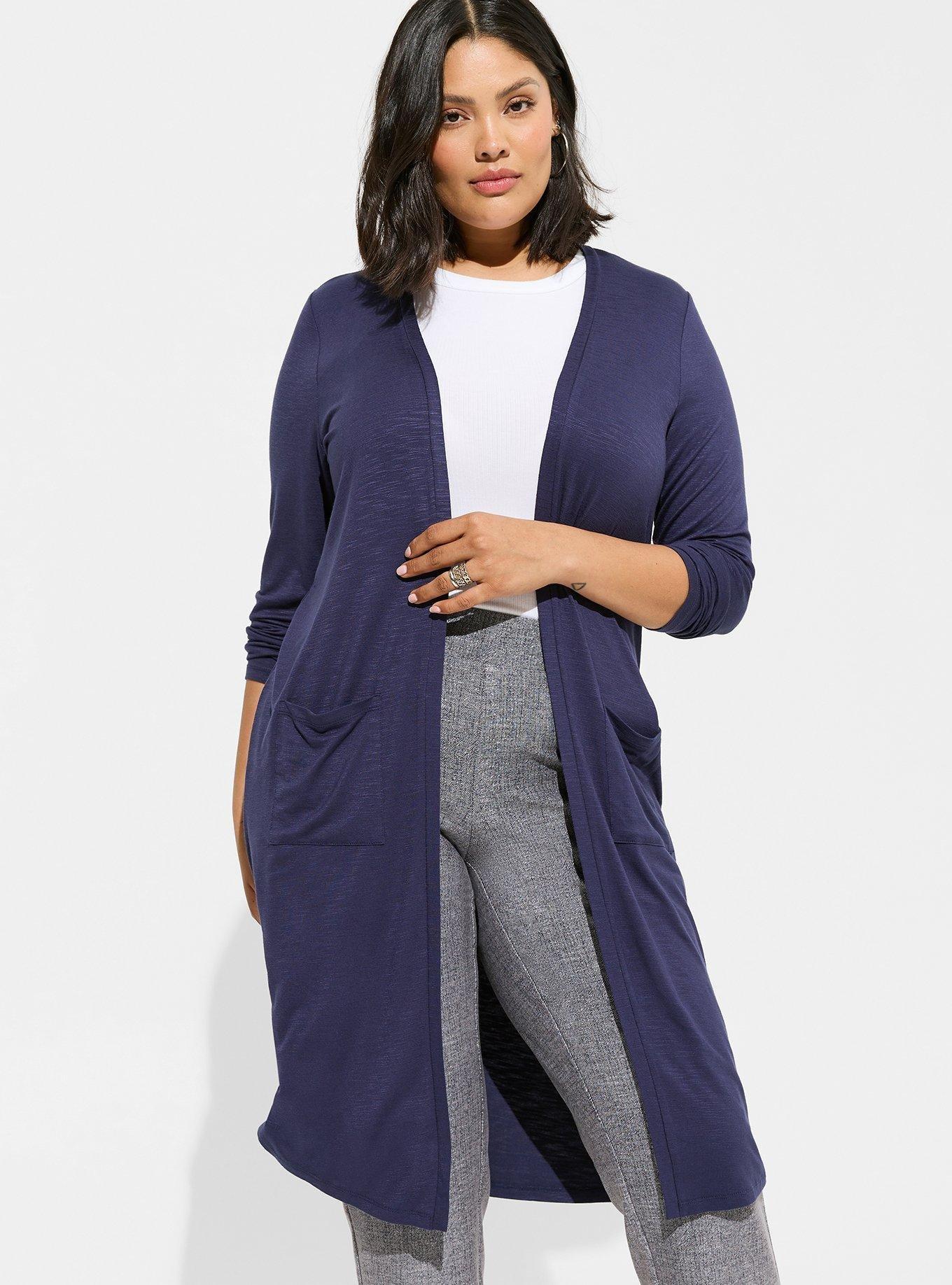 Plus Size Super Soft Slub Duster, PEACOAT, alternate