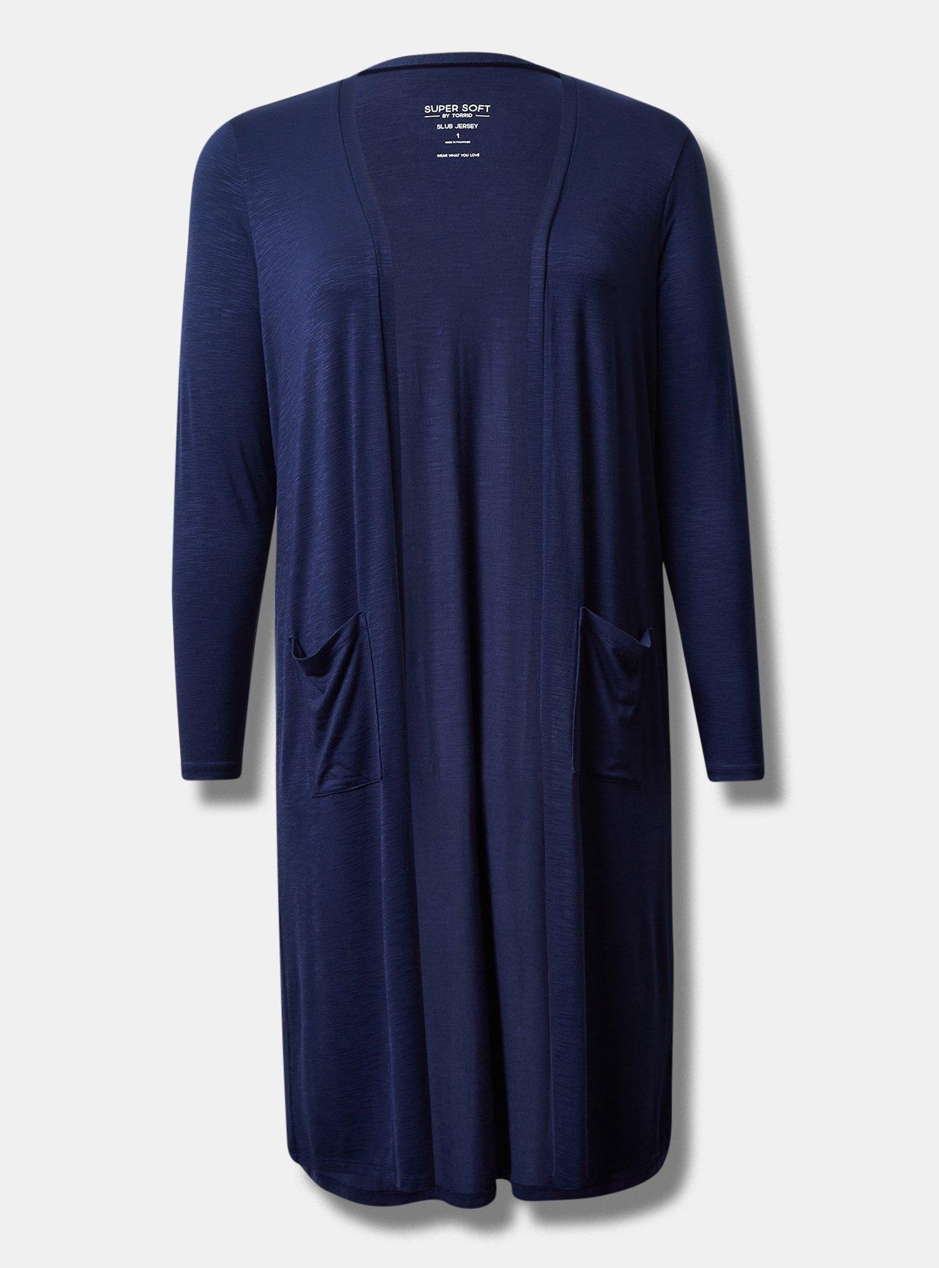 Plus Size Super Soft Slub Duster, PEACOAT, hi-res