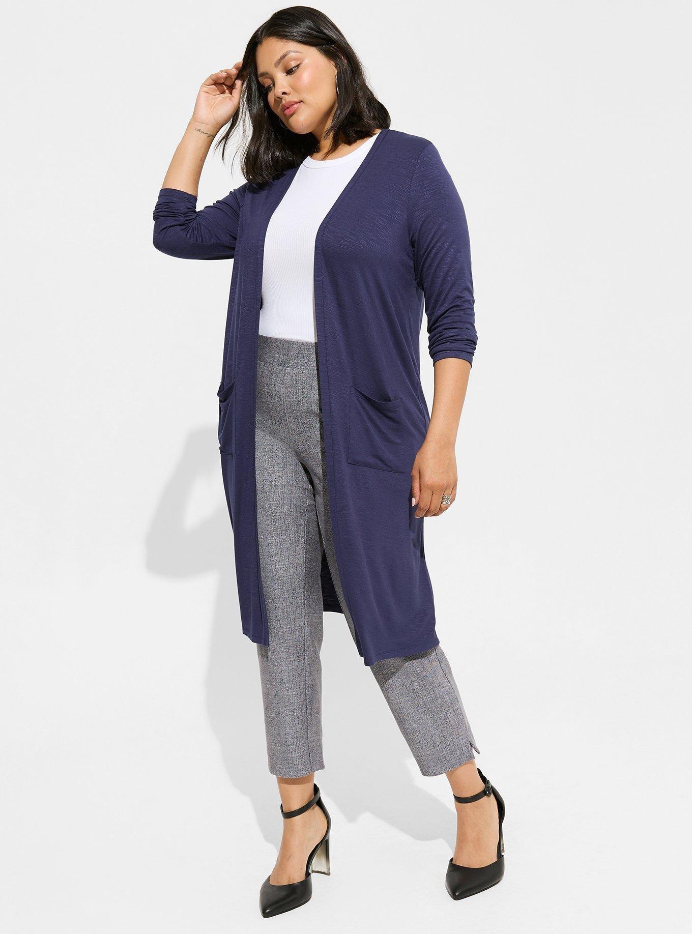 Plus Size Super Soft Slub Duster, PEACOAT, hi-res