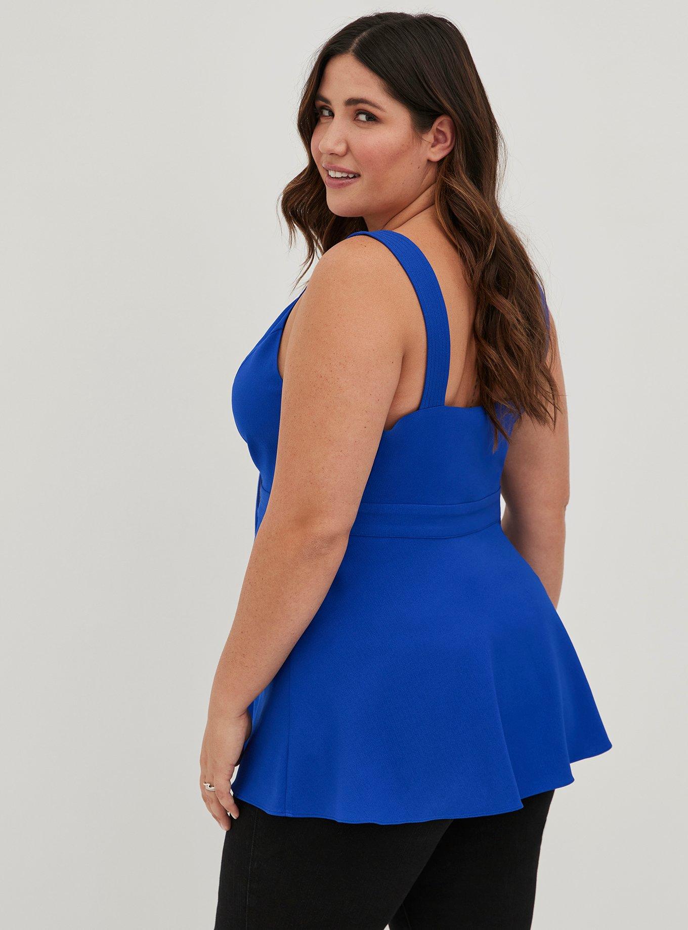 Plus Size - Peplum Crepe Zip-Front Top - Torrid