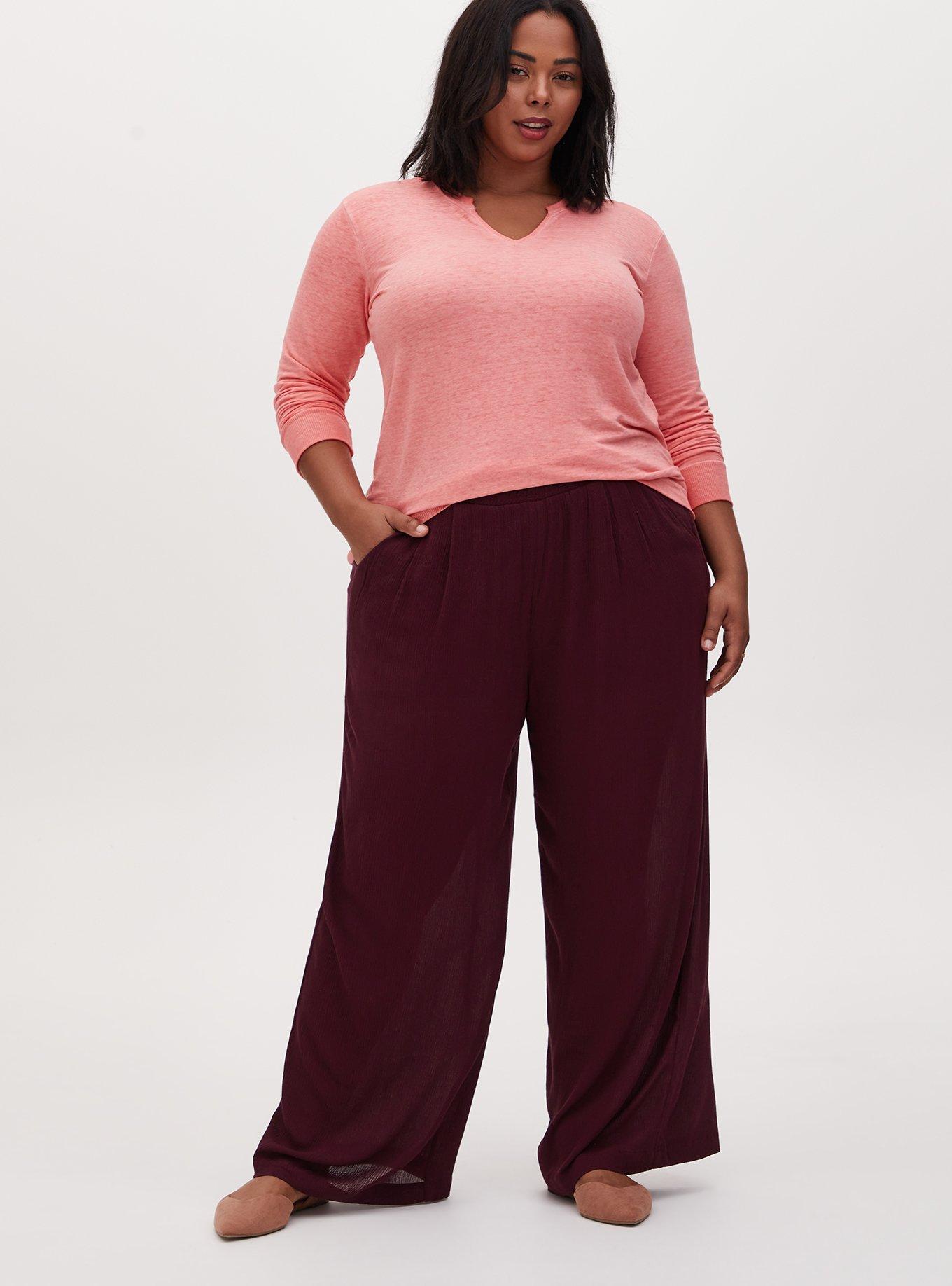 Plus Size - Pull-On Wide Leg Gauze High-Rise Smocked Waistband Pant - Torrid