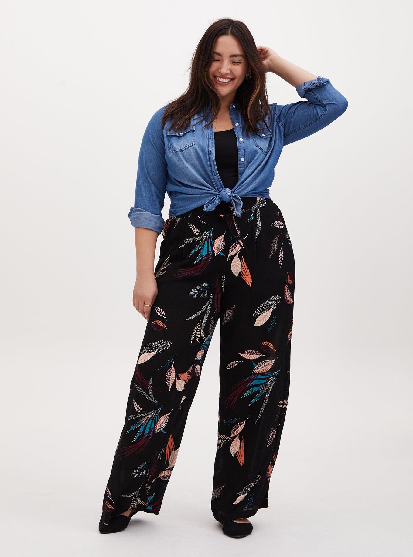 Plus Size - Pull-On Wide Leg Gauze High-Rise Smocked Waistband Pant - Torrid