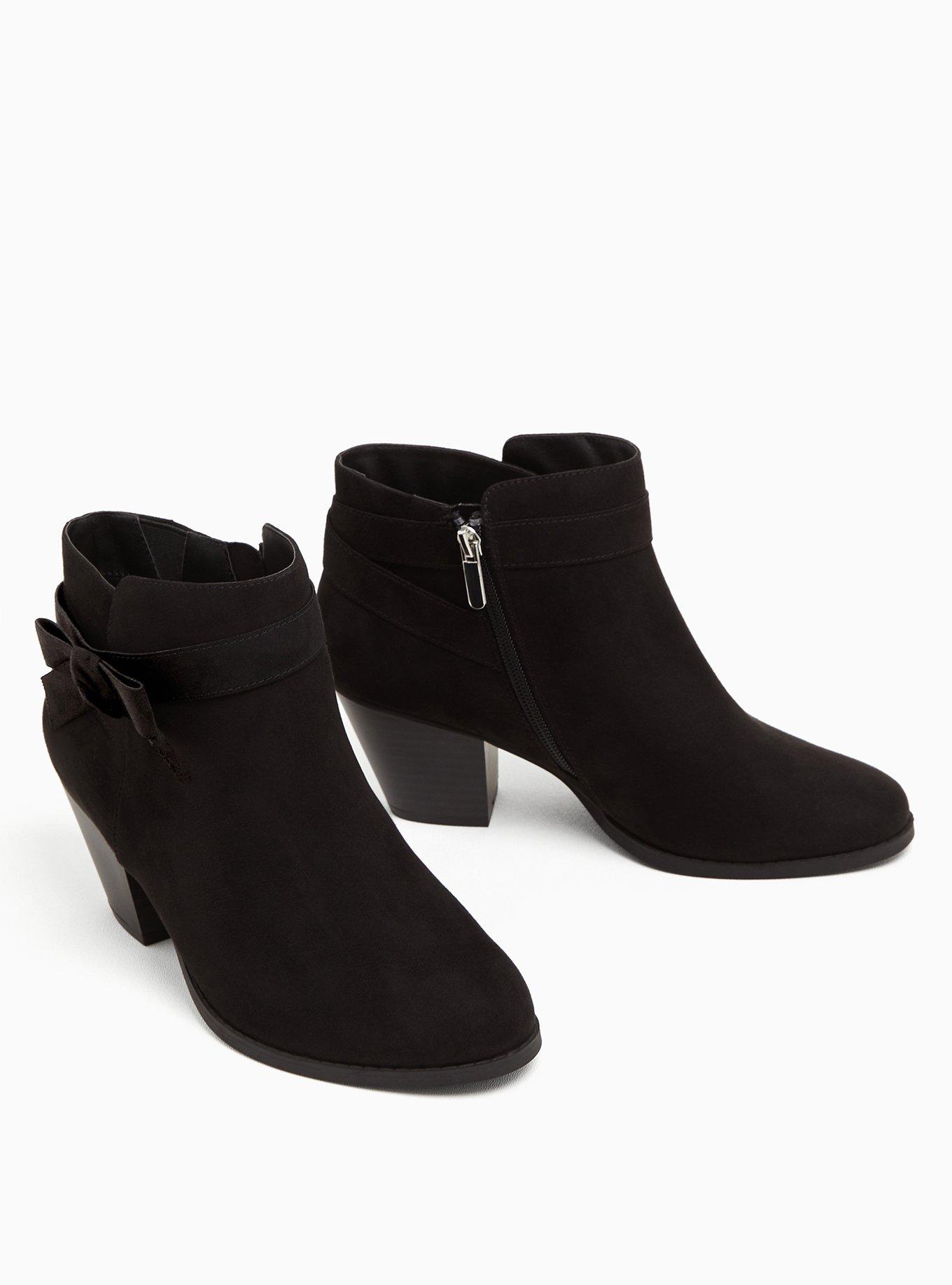 Plus Size Side Bow Bootie (WW), BLACK, alternate