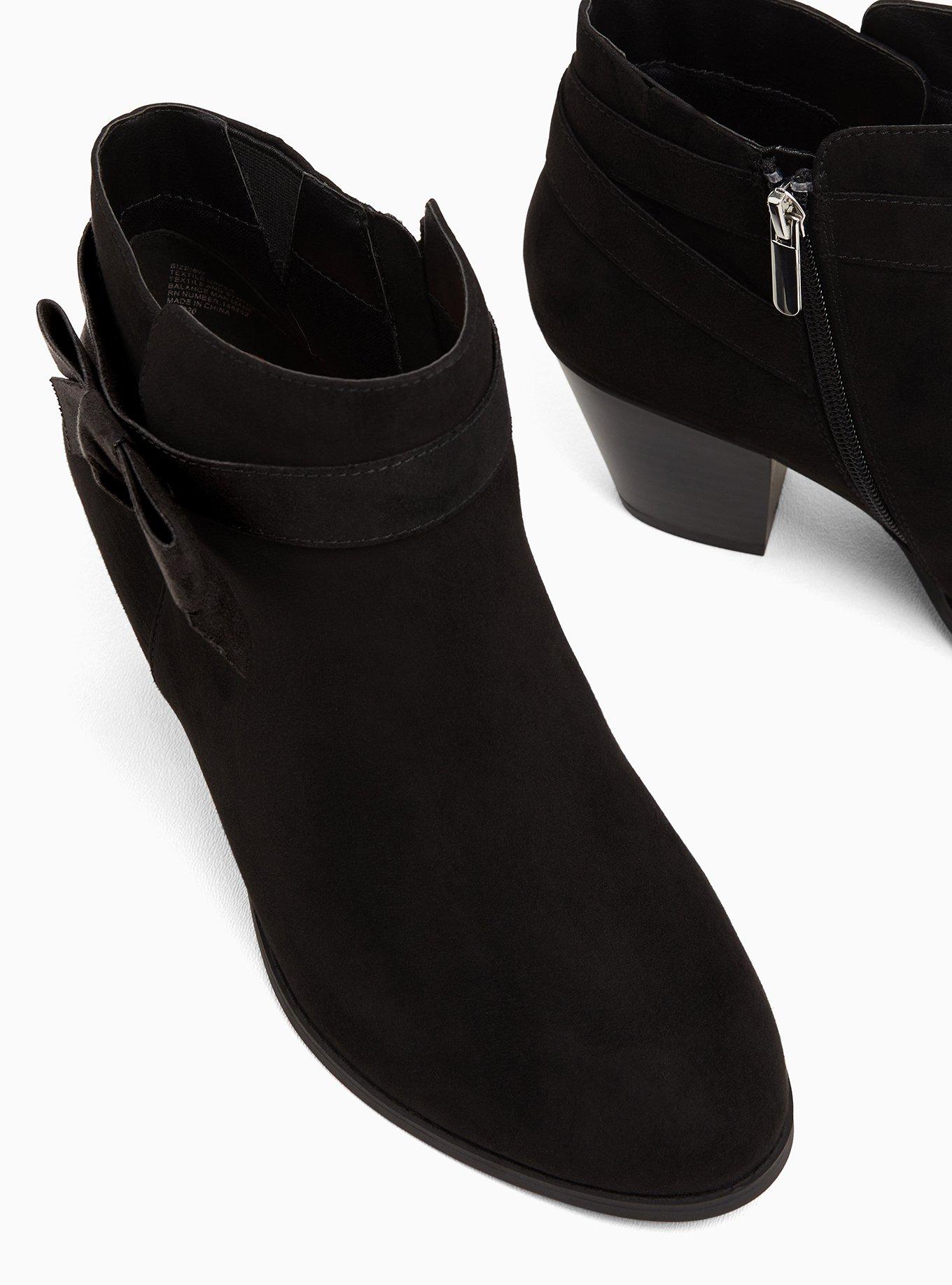 Plus Size Side Bow Bootie (WW), BLACK, alternate