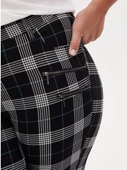 Skinny Studio Luxe Ponte Mid-Rise Zipper Pant, BLACK PLAID, alternate