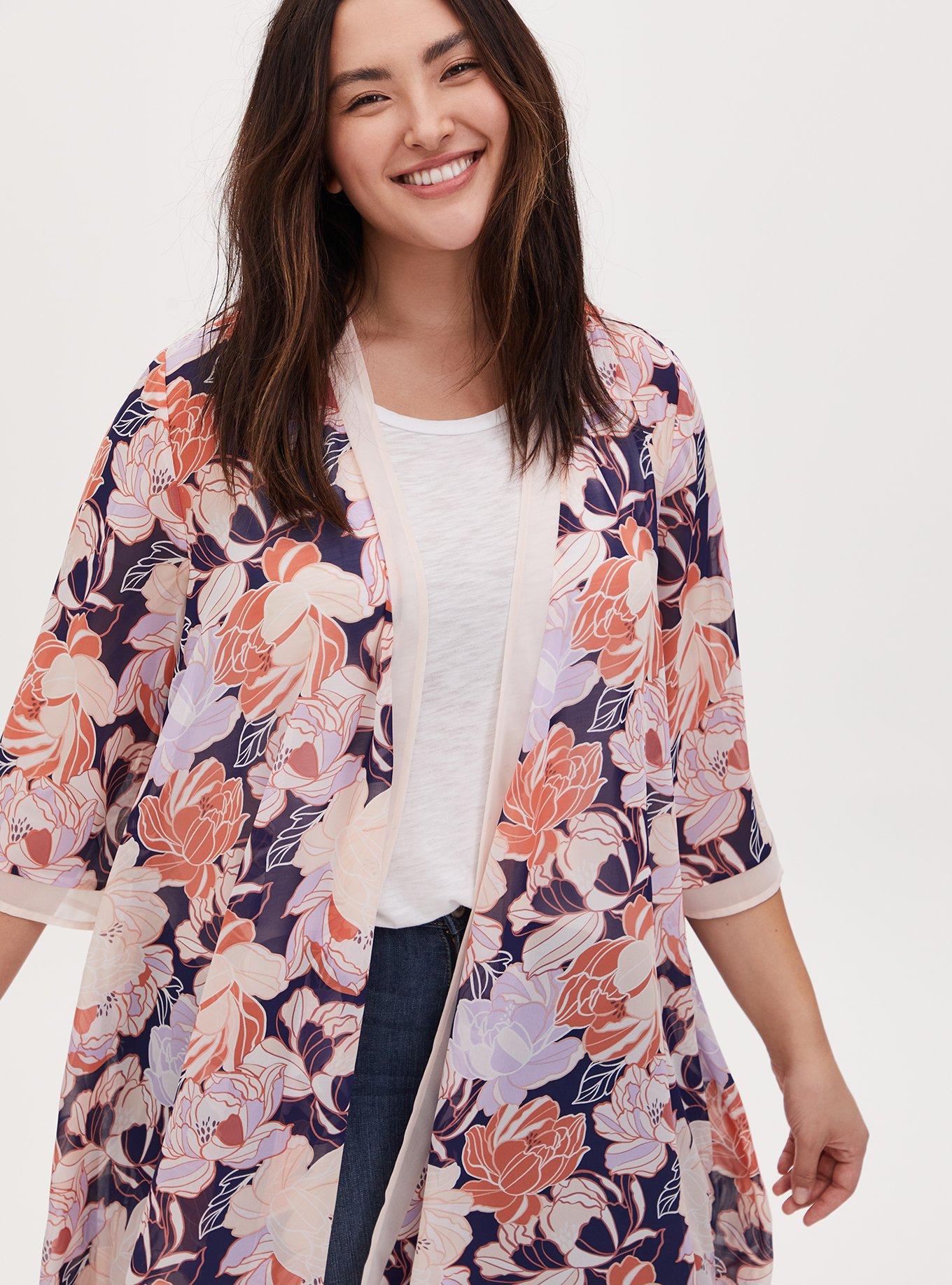 Chiffon Kimono, FLORAL BLUE, alternate