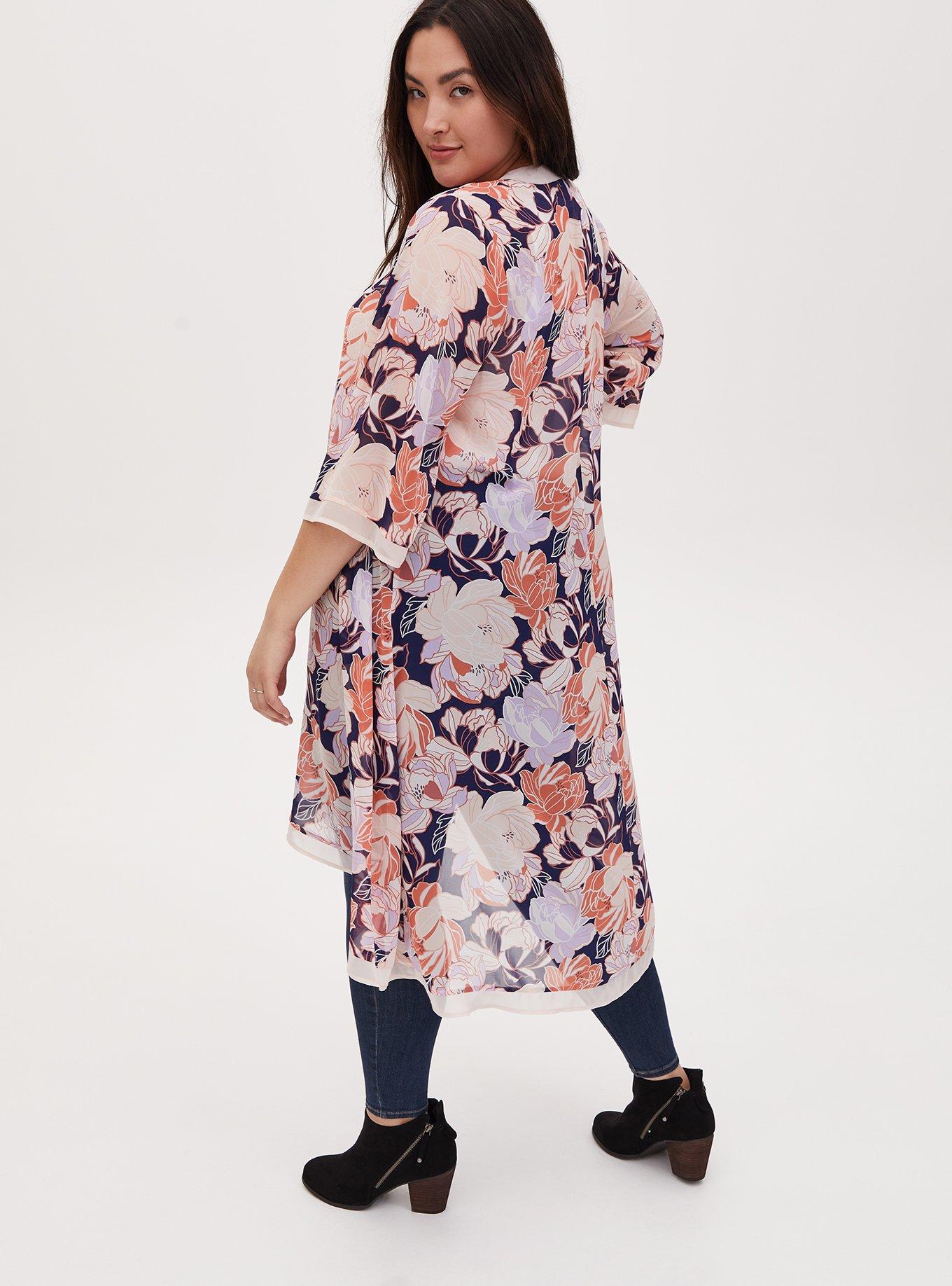 Chiffon Kimono, FLORAL BLUE, alternate
